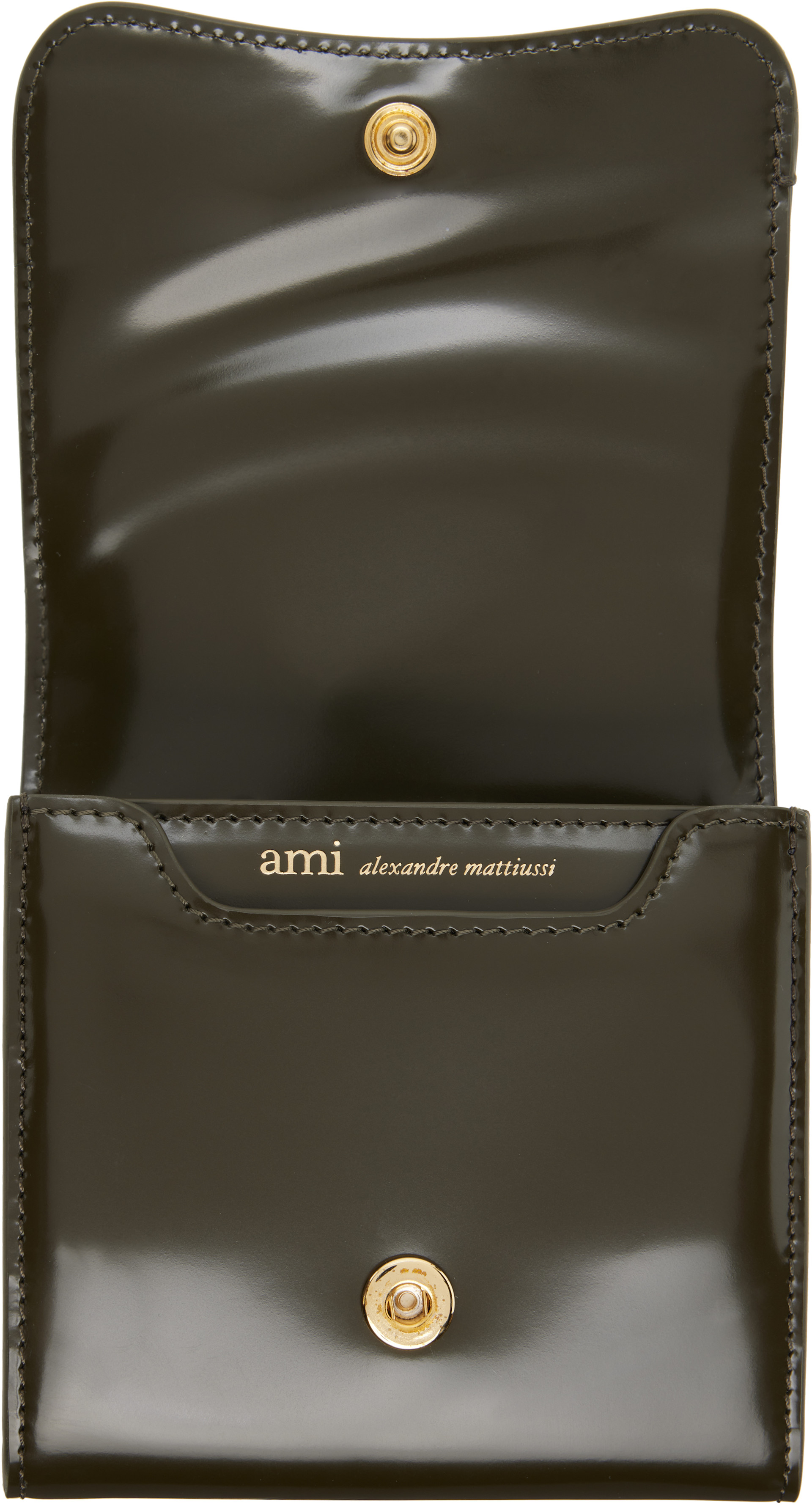 ami paris ケース AMI Paris: Khaki Paris Paris Compact Wallet | SSENSE Netherlands