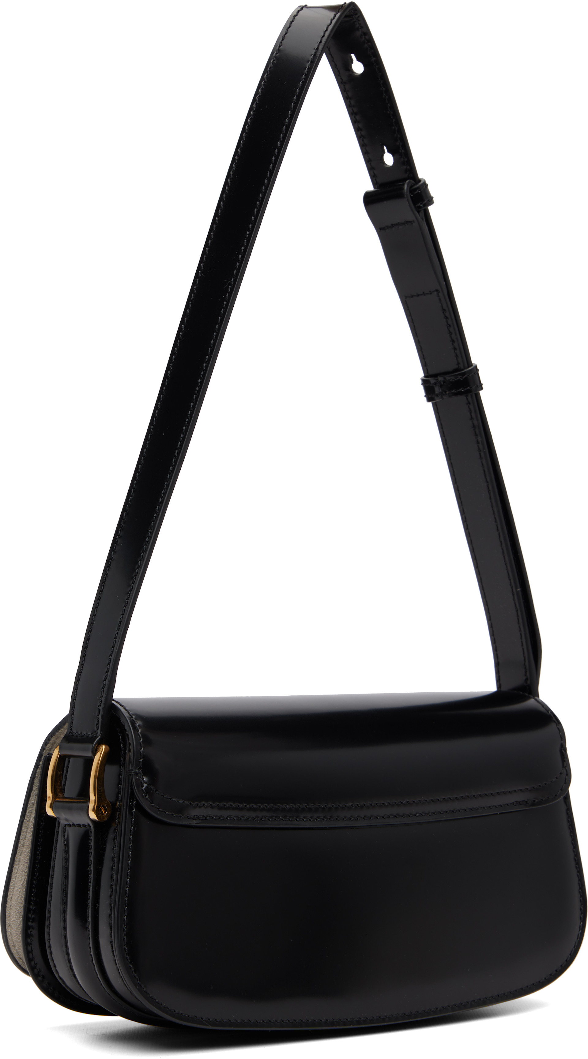 AMI Paris: Black Calfskin Leather Paris Paris Shoulder Bag | SSENSE