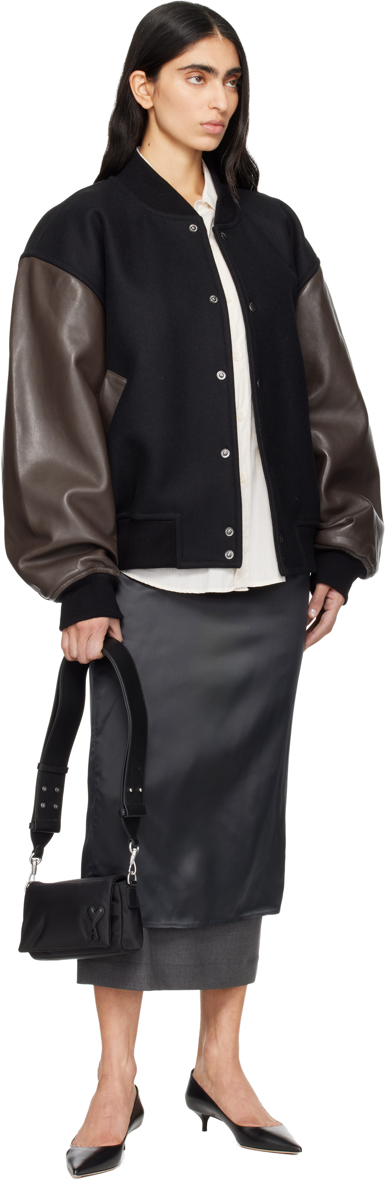 AMI Paris: Black Nylon Marcel Lunch Box Bag | SSENSE Canada