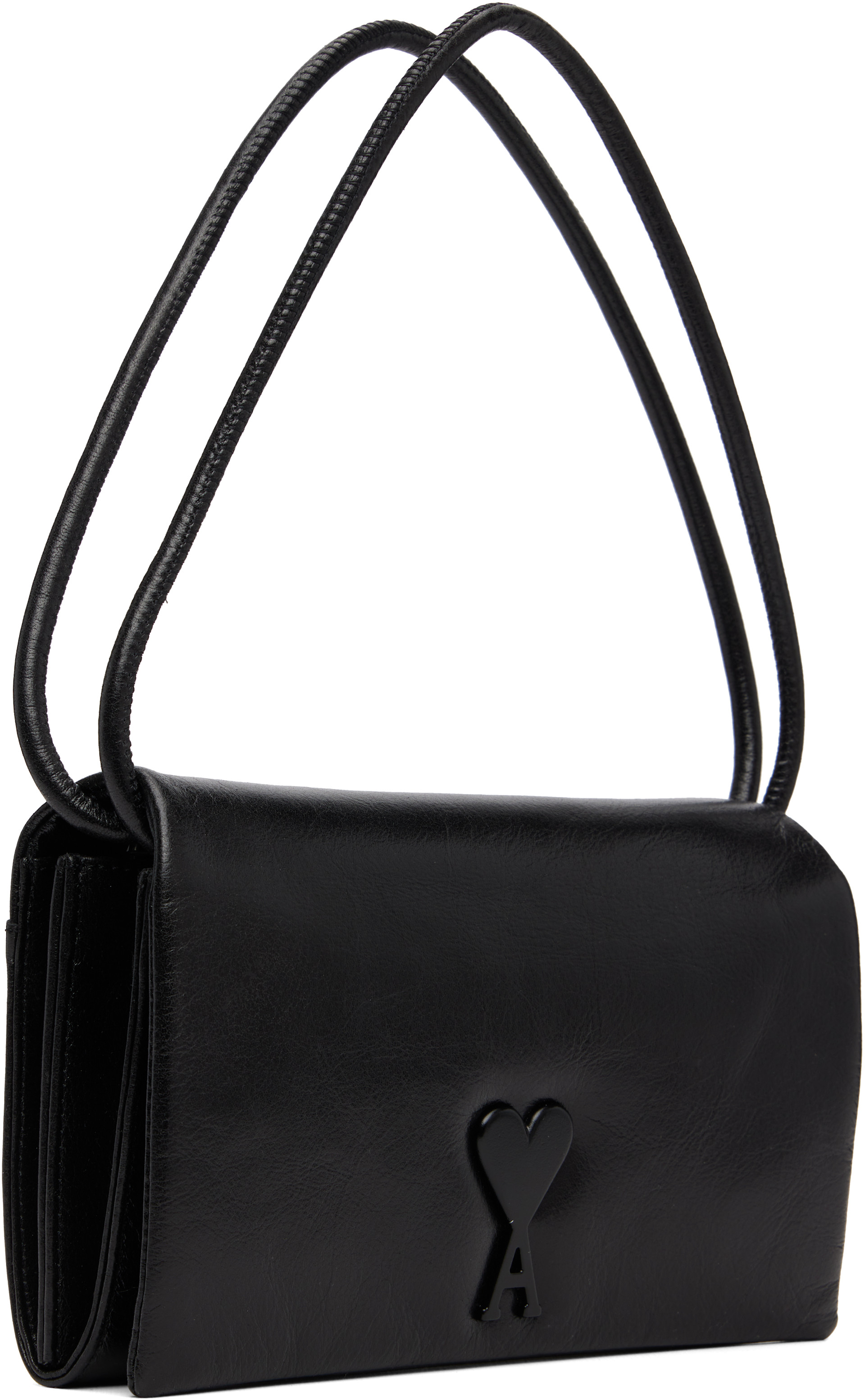 AMI Paris: Black Voulez-Vous Wallet On Strap Bag | SSENSE
