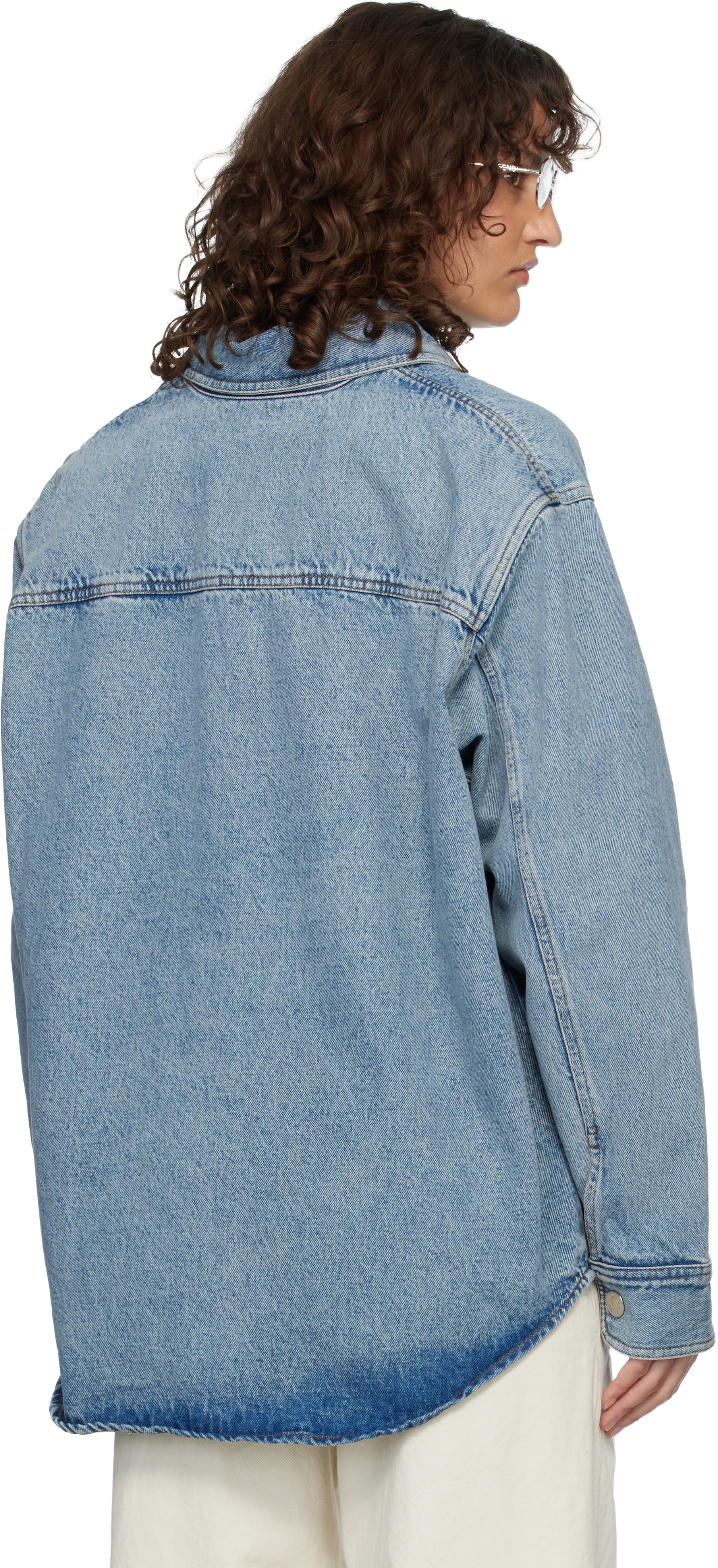 AMI Paris: ブルー Ami de Coeur コットンニット オーバーシャツ 