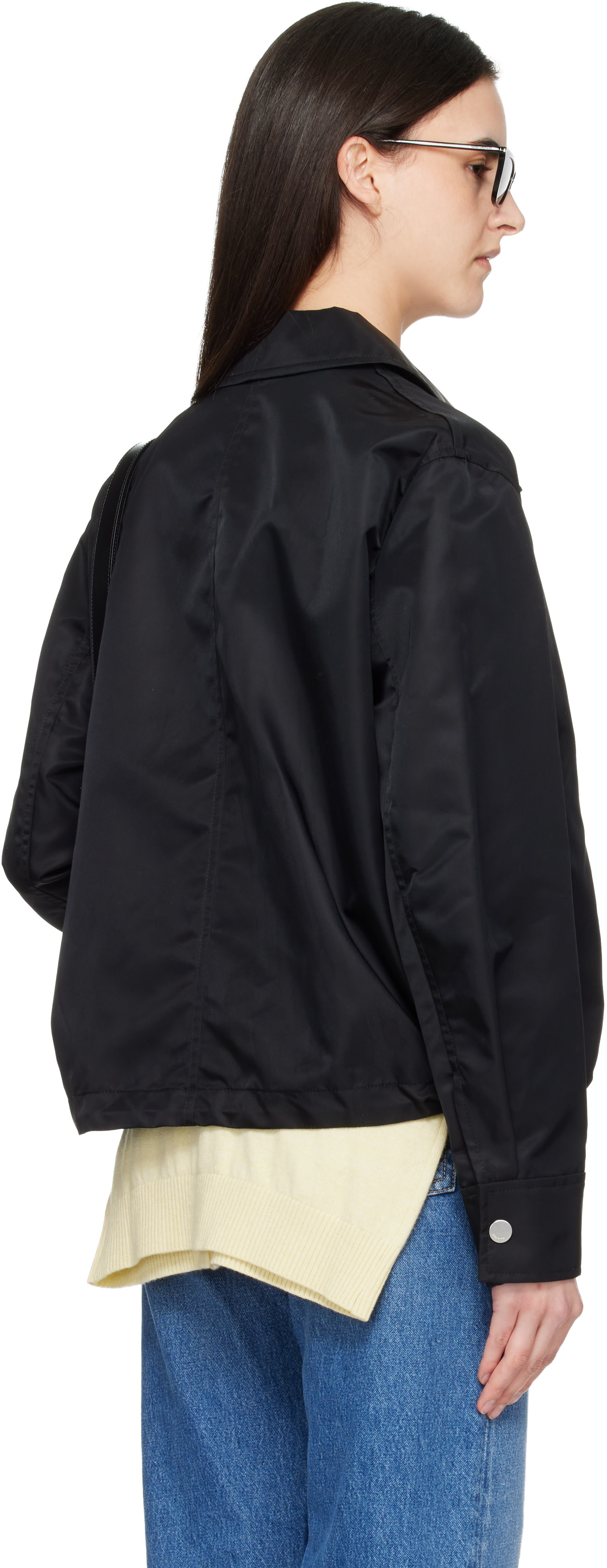 AMI Paris - Black Nylon 'Ami De Coeur' Stud Buttoned Jacket