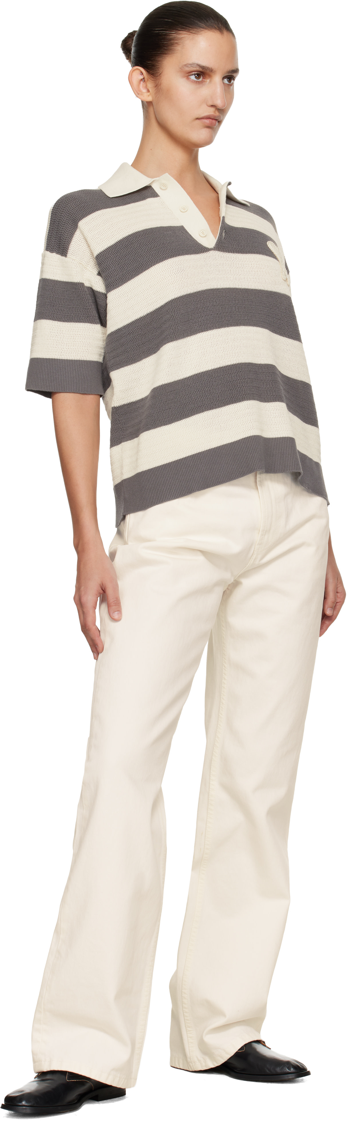 AMI Paris: Off-White Cotton Large Fit Jeans | SSENSE