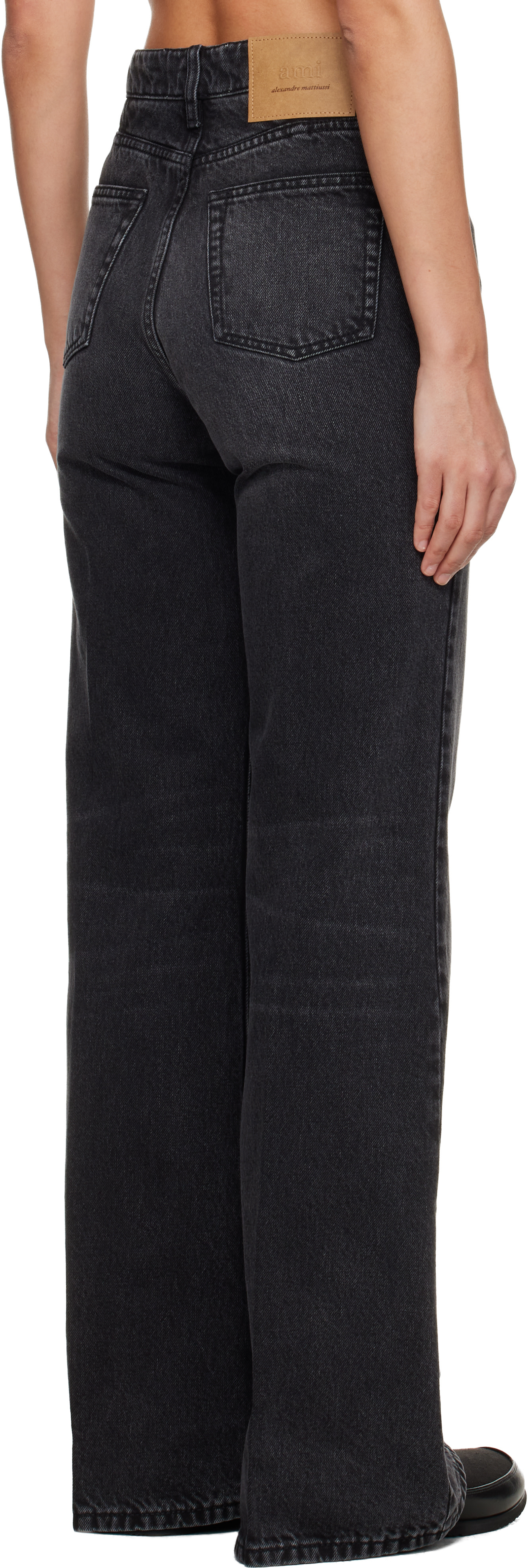 AMI Paris: Black Cotton Flare-Fit Jeans | SSENSE