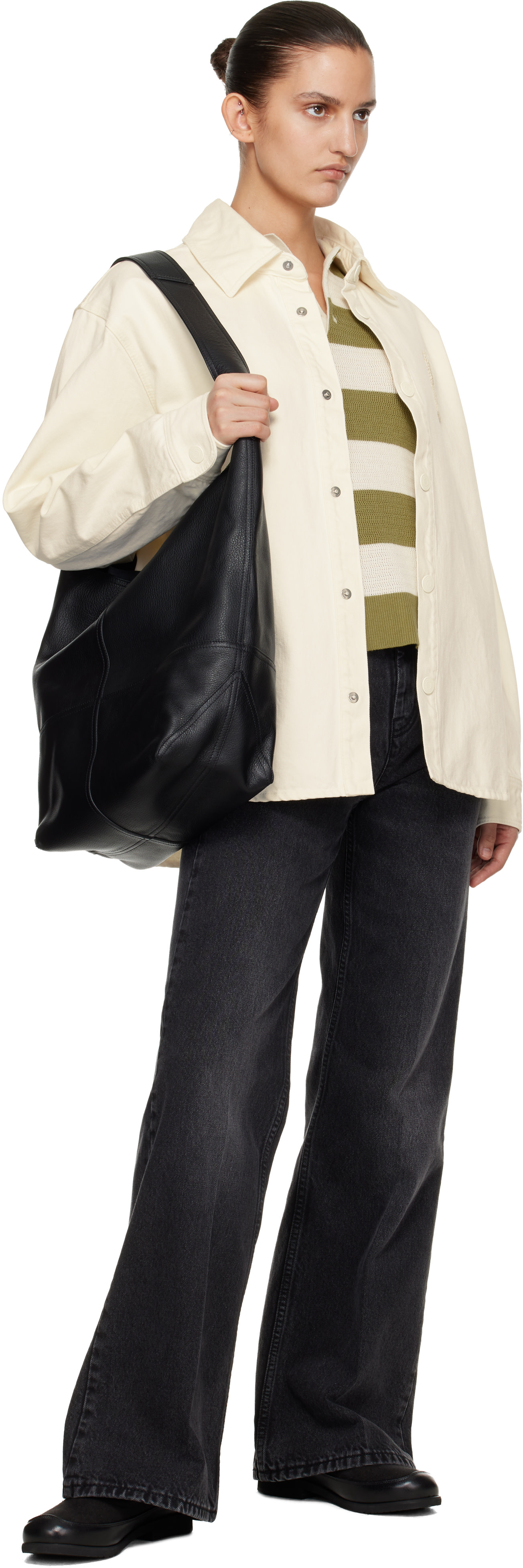 AMI Paris: Black Cotton Flare-Fit Jeans | SSENSE