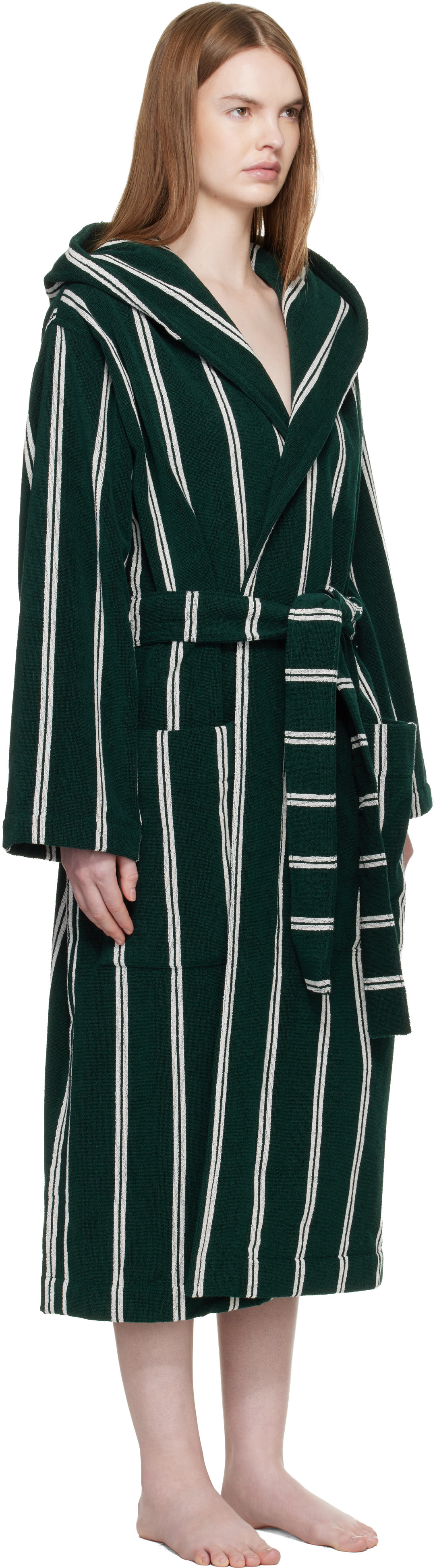 Tekla - Green Terry Hooded Bathrobe