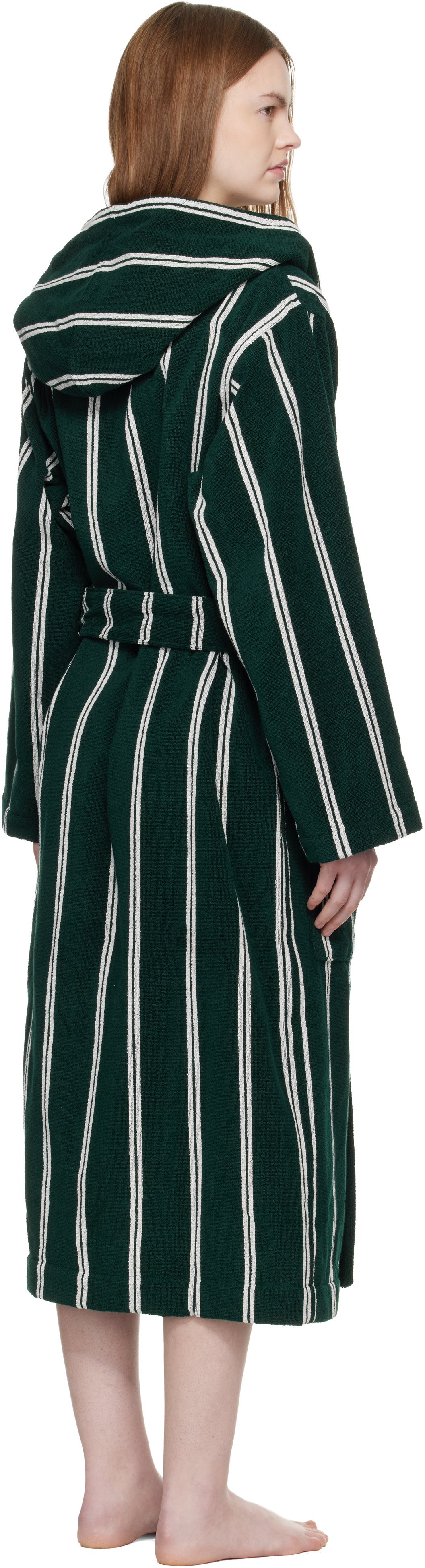 Tekla - Green Terry Hooded Bathrobe