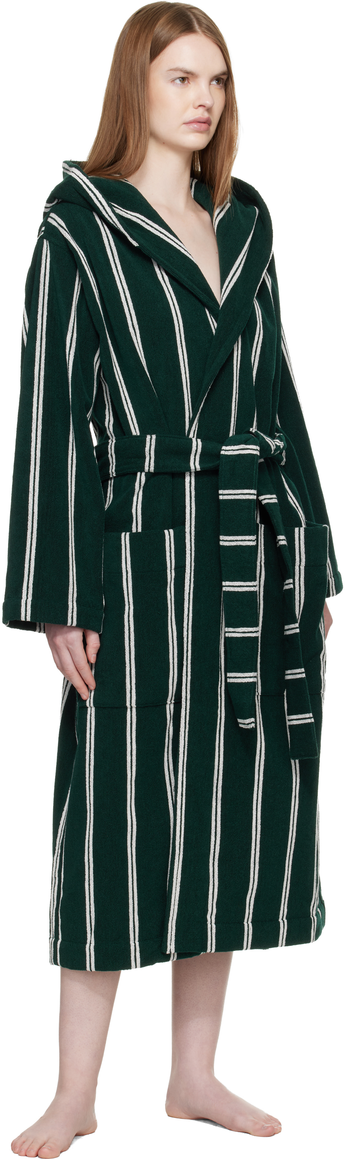 Tekla - Green Terry Hooded Bathrobe