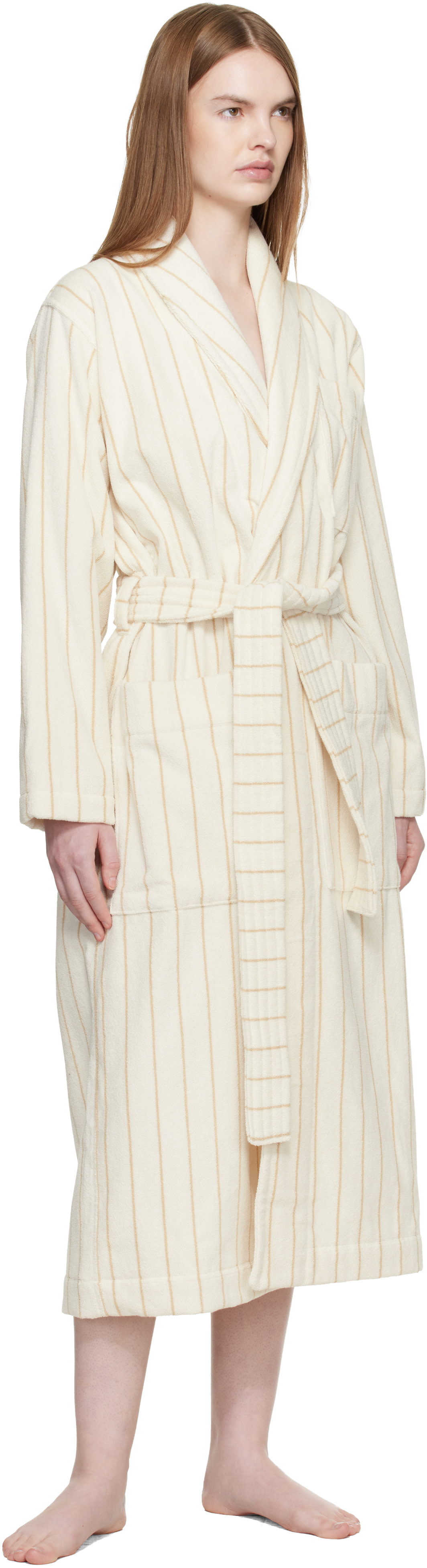 TEKLA テリーバスローブ Tekla: Off White Terry Classic Bathrobe | SSENSE