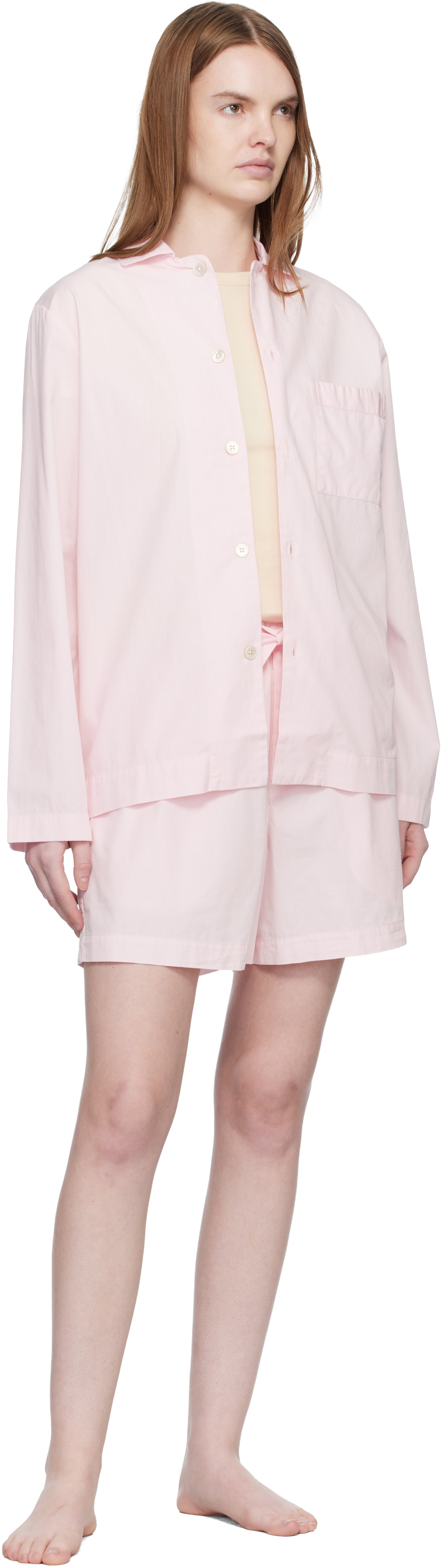 Tekla - Short de pyjama rose en popeline