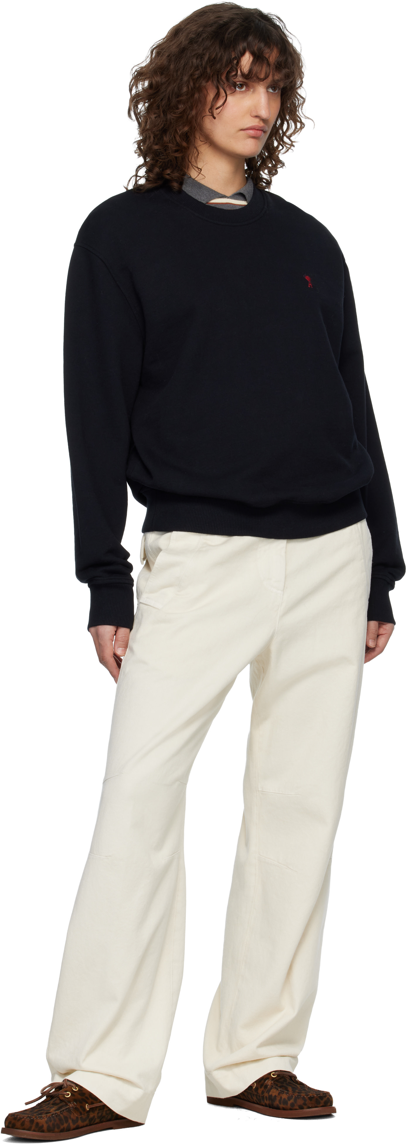 AMI Paris: Black Cotton Ami de Coeur Sweatshirt | SSENSE Canada