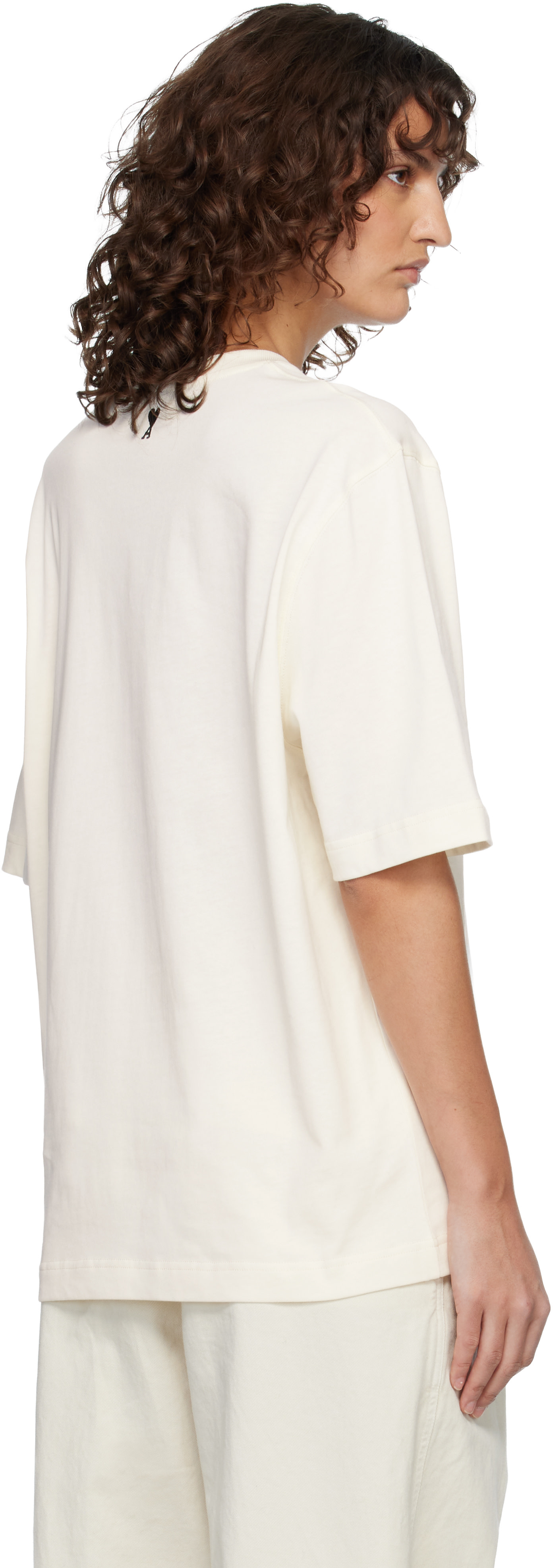 AMI Paris: Off-White Cotton 'Ami Paris Heritage' Print T-shirt