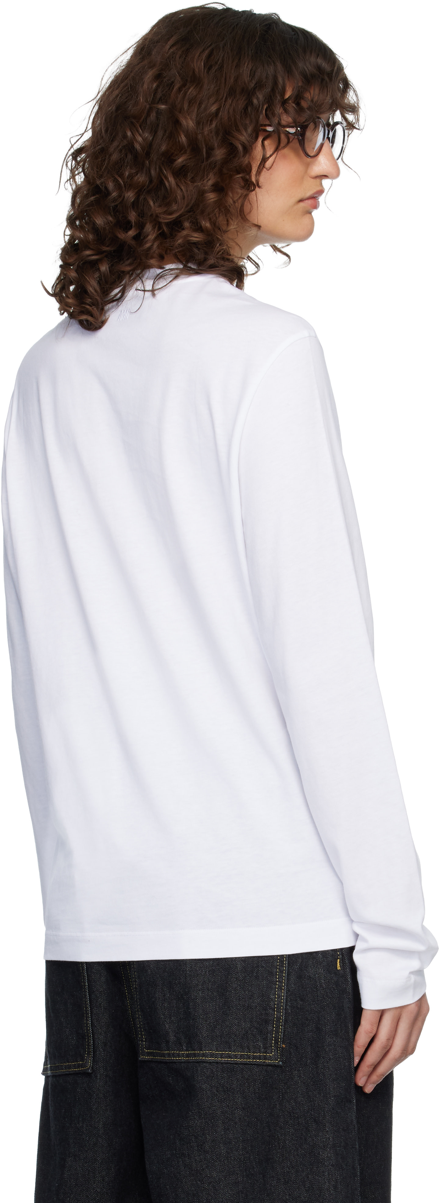 AMI Paris: White Ami de Coeur Long Sleeves T-shirt | SSENSE