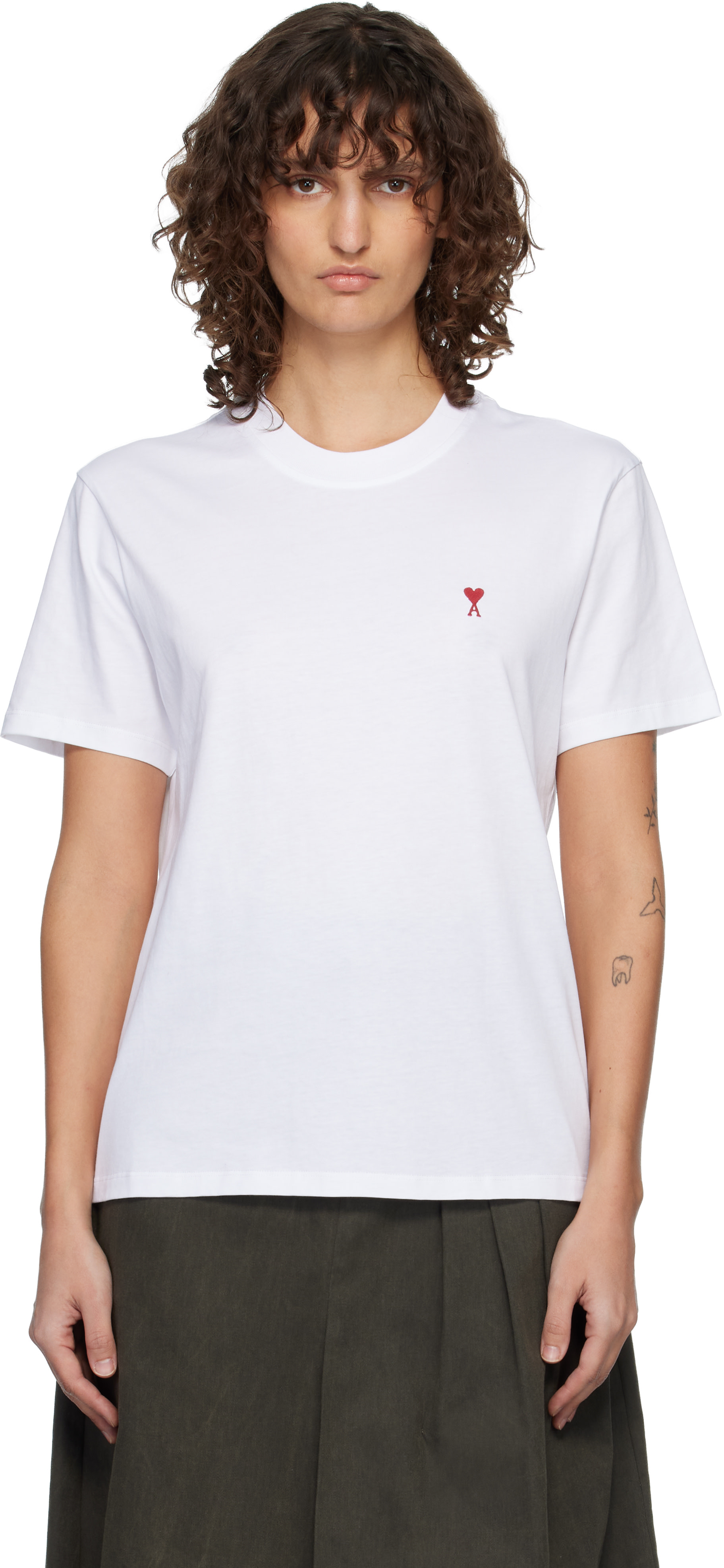 AMI PARIS アミパリス Ami de Coeur Tシャツ ホワイト S AMI Paris: White Ami de Coeur T-shirt | SSENSE