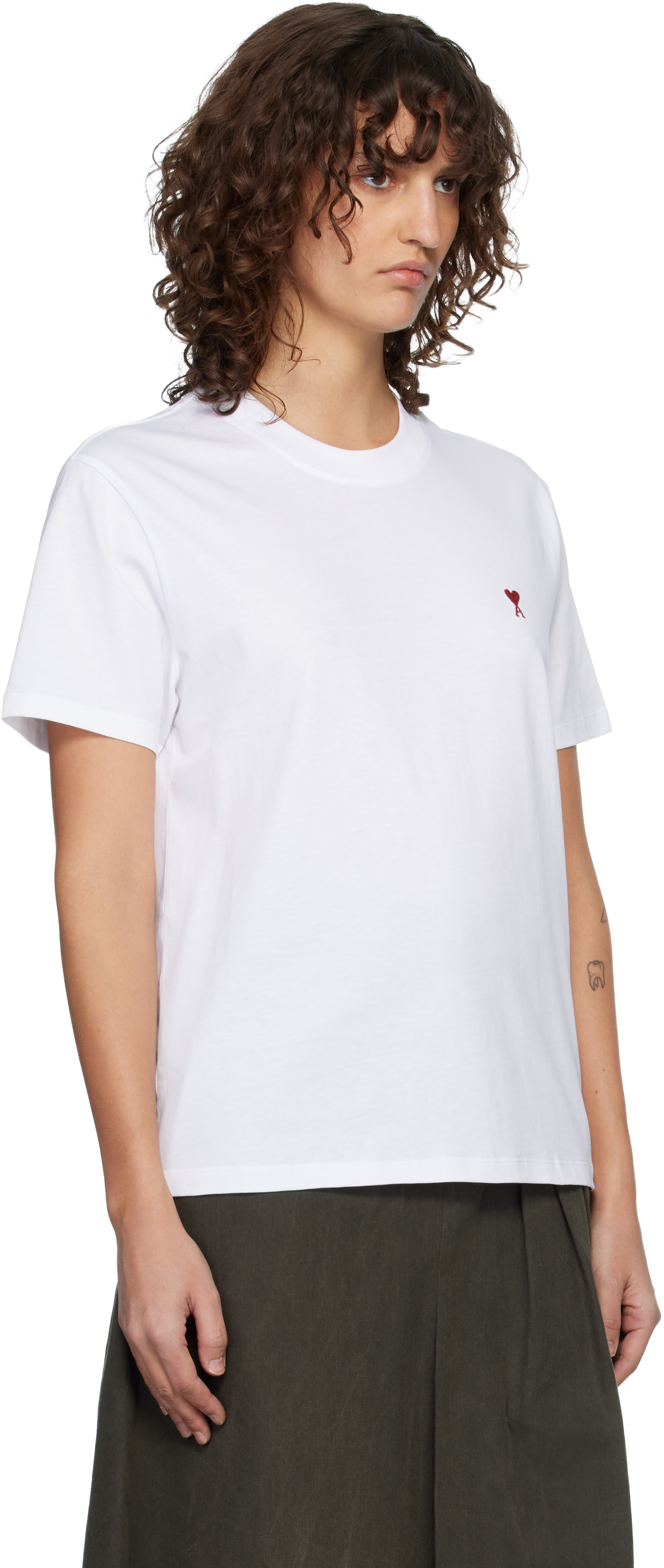 AMI Paris: White Ami de Coeur T-shirt | SSENSE