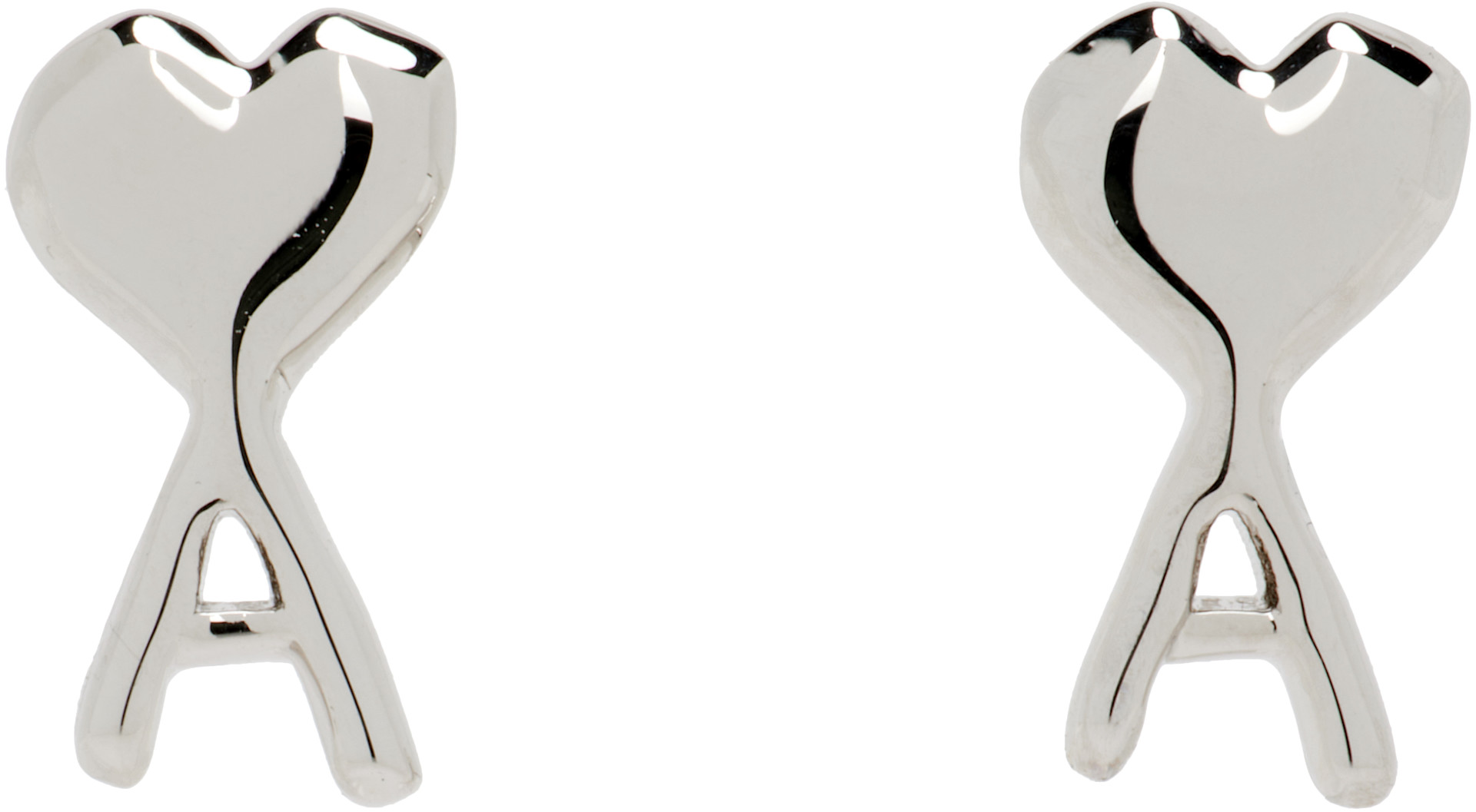 AMI Paris: Ami de Coeur Hammered ピアス | SSENSE 日本