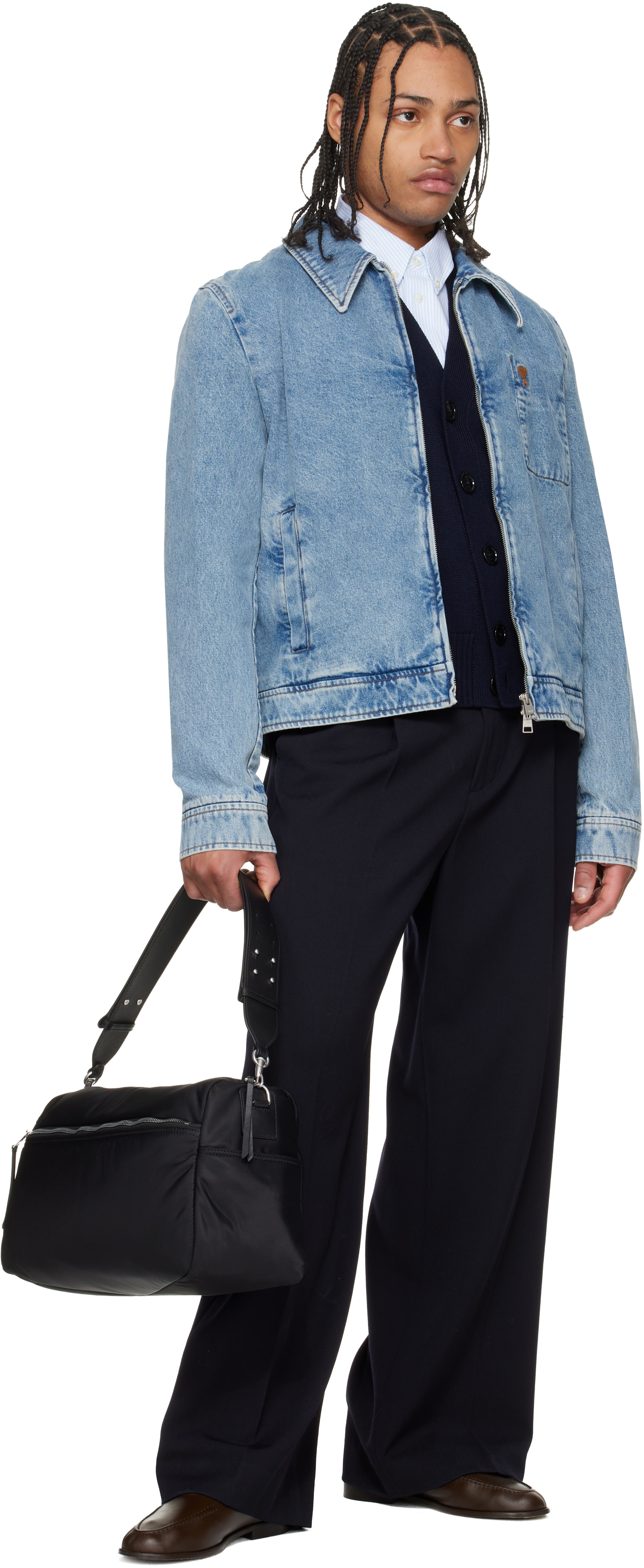 AMI Paris: ブラック ラージ Nylon Marcel ダッフルバッグ | SSENSE 日本
