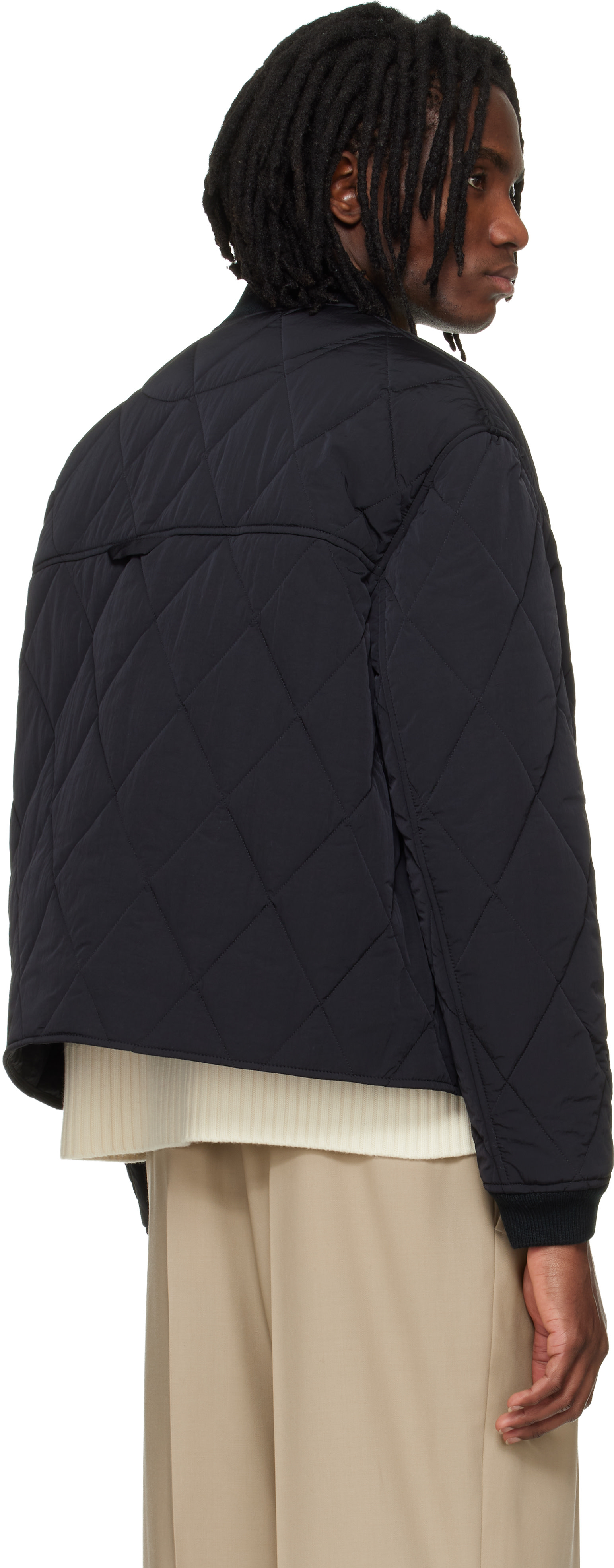 AMI Paris - Black Nylon Padded Bomber Jacket