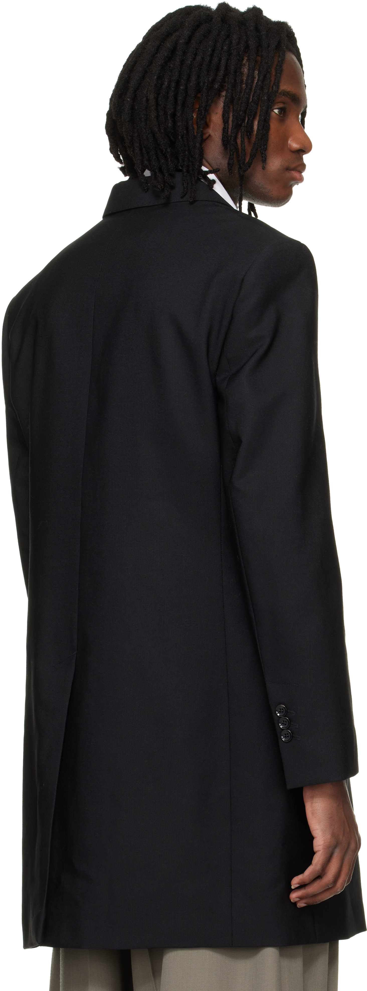 AMI Paris - Black New Wool Straight Simple Breasted Coat