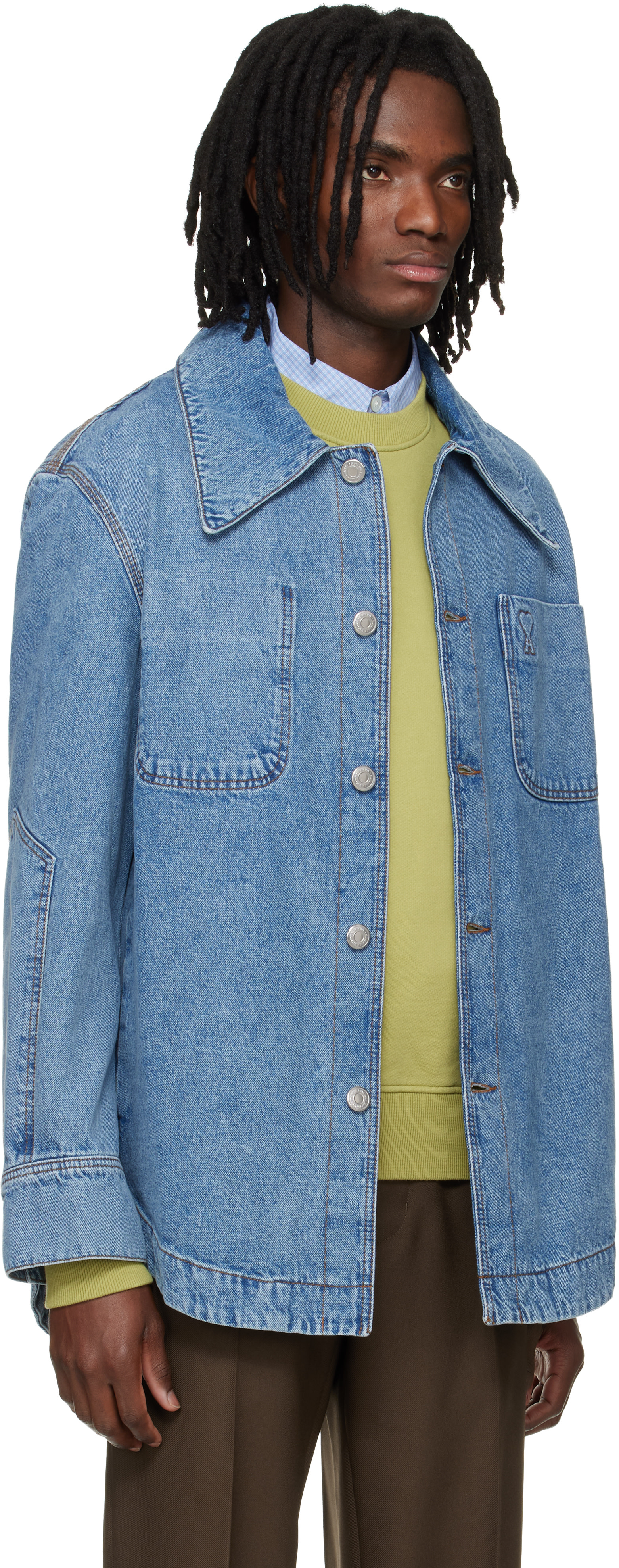 AMI PARIS デニムジャケット　デニムシャツ AMI Paris: ブルー Ami de Coeur コットン デニム ワークジャケット