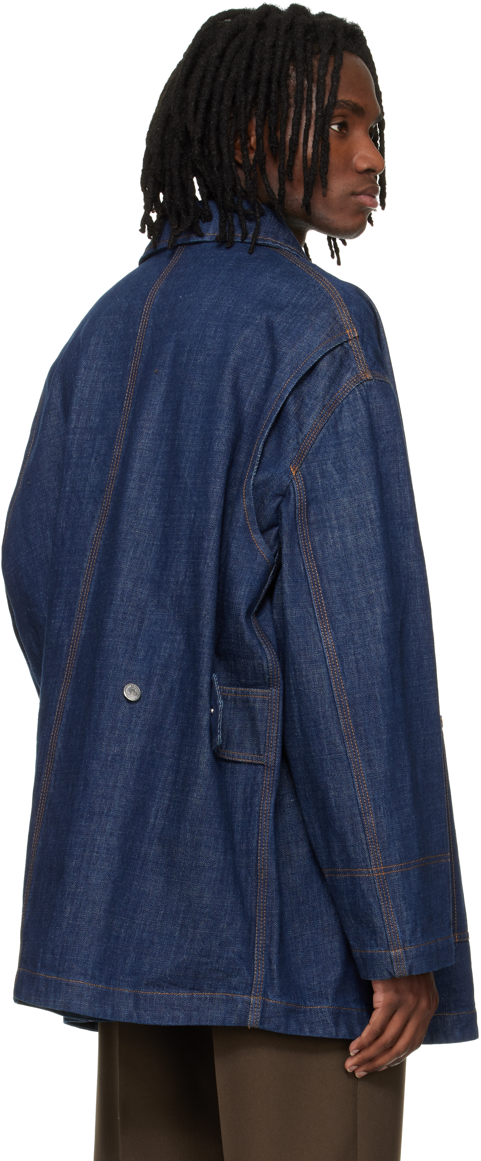 AMI Paris: Navy 'AMI Paris Heritage' Label Denim Worker Jacket