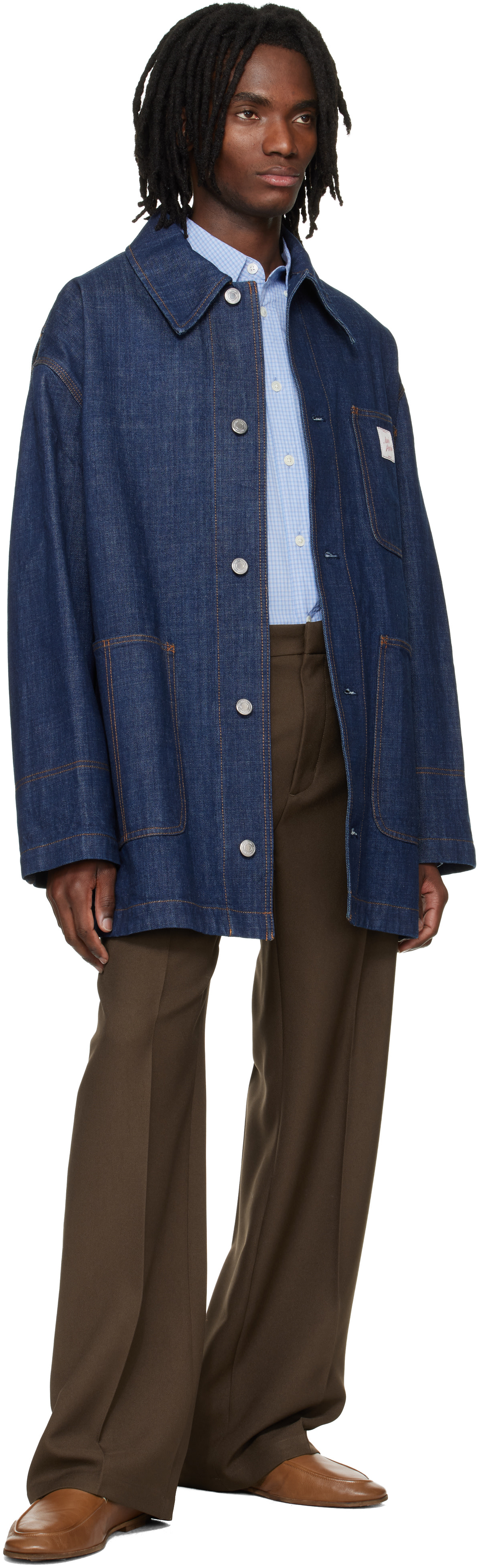AMI Paris: Navy 'AMI Paris Heritage' Label Denim Worker Jacket