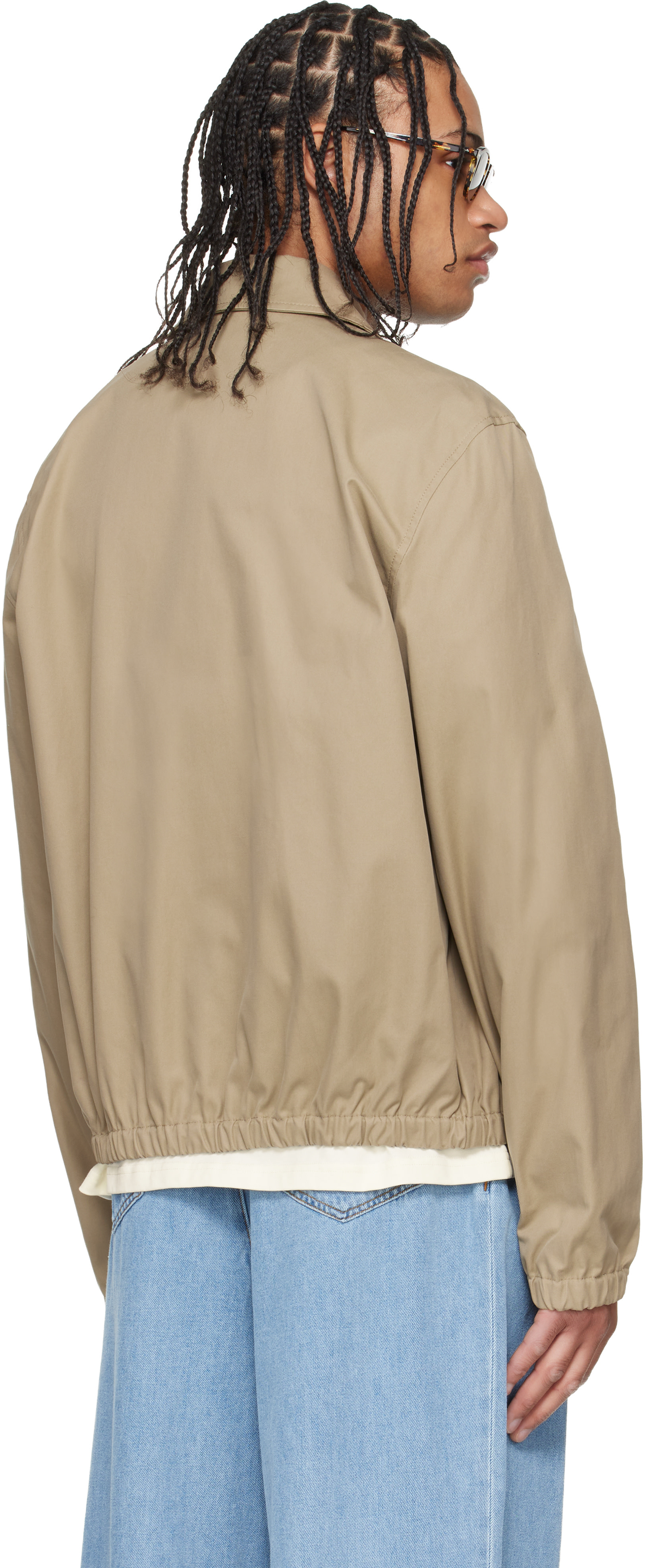 AMI Paris: Beige Cotton 'Ami De Coeur' Zipped Jacket | SSENSE