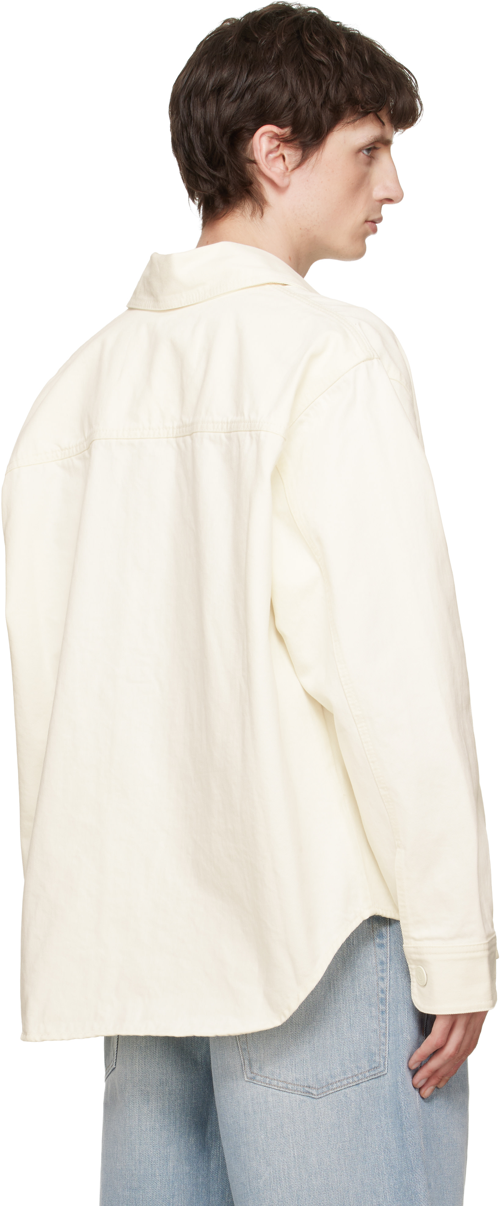 AMI Paris: White Cotton Knitted 'Ami de Coeur' Overshirt | SSENSE