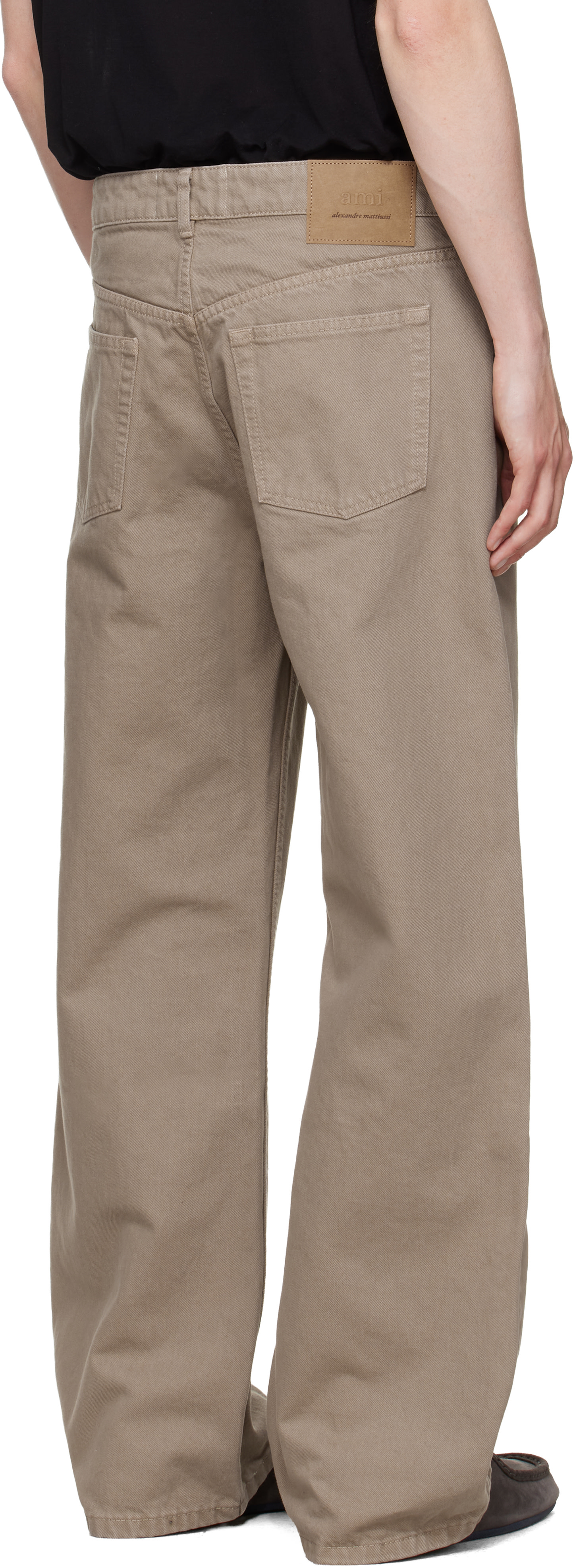 AMI Paris: Beige Cotton Large Fit Jeans | SSENSE