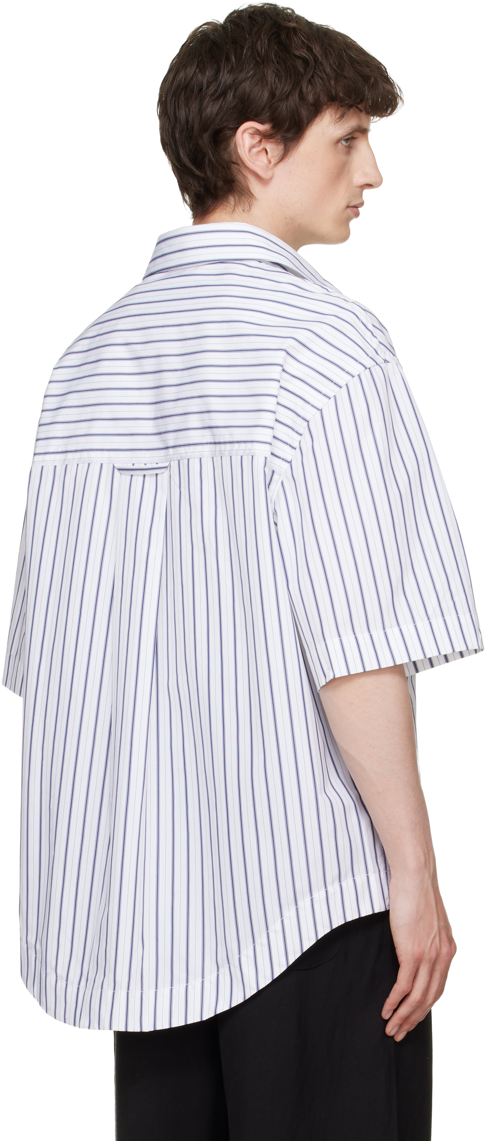AMI Paris: White Striped 'Ami de Coeur' Wide Shirt | SSENSE