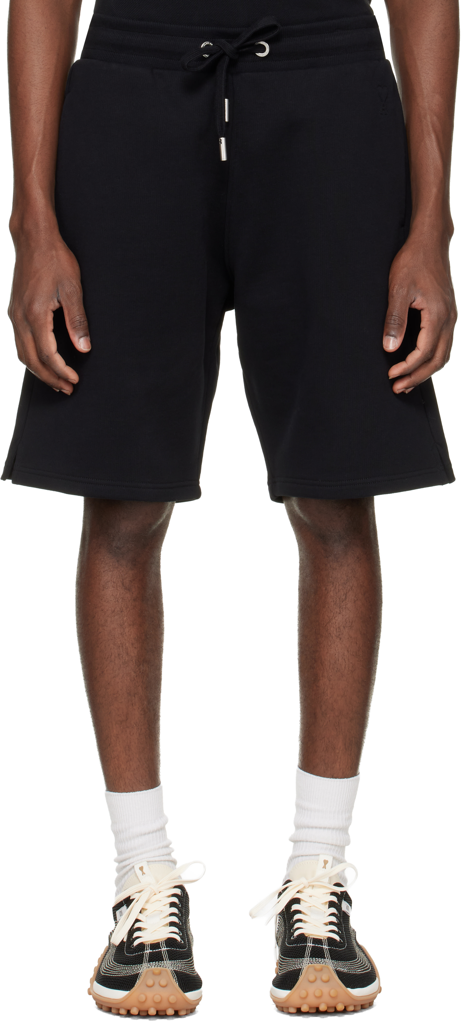 AMI Paris: Black Cotton Ami de Coeur Shorts | SSENSE