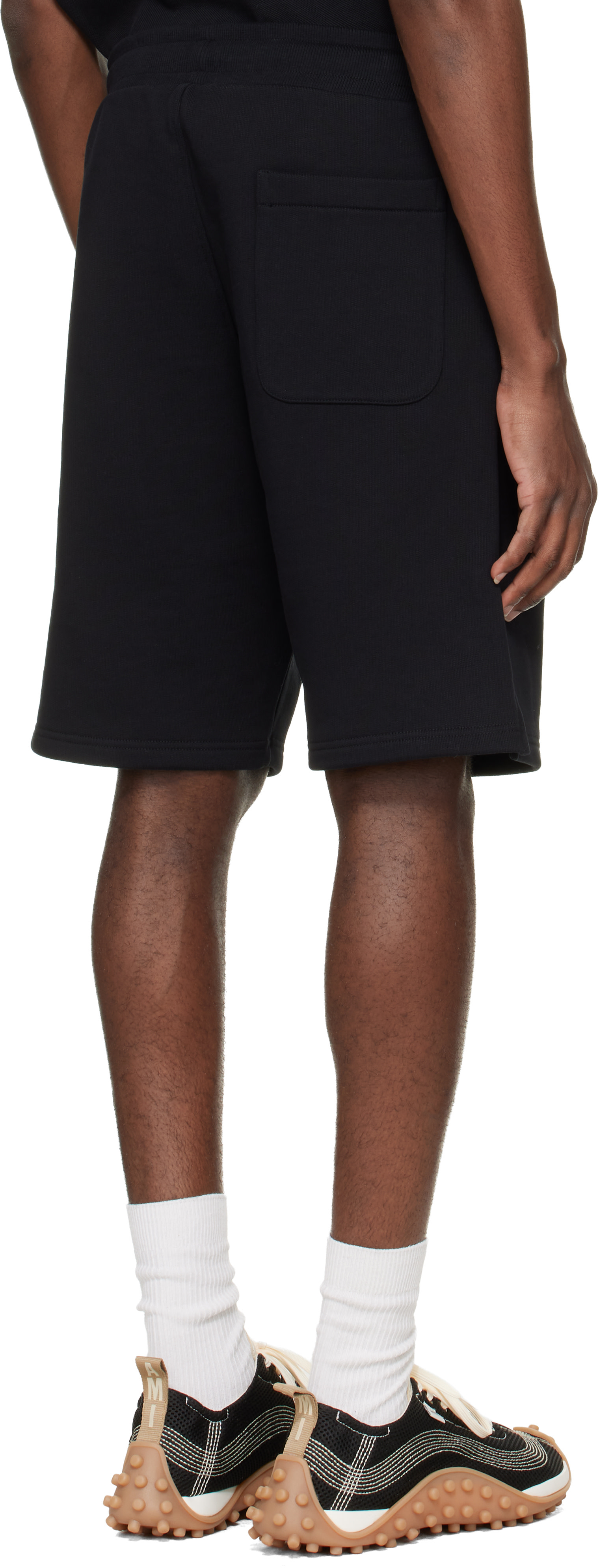 AMI Paris: Black Cotton Ami de Coeur Shorts | SSENSE