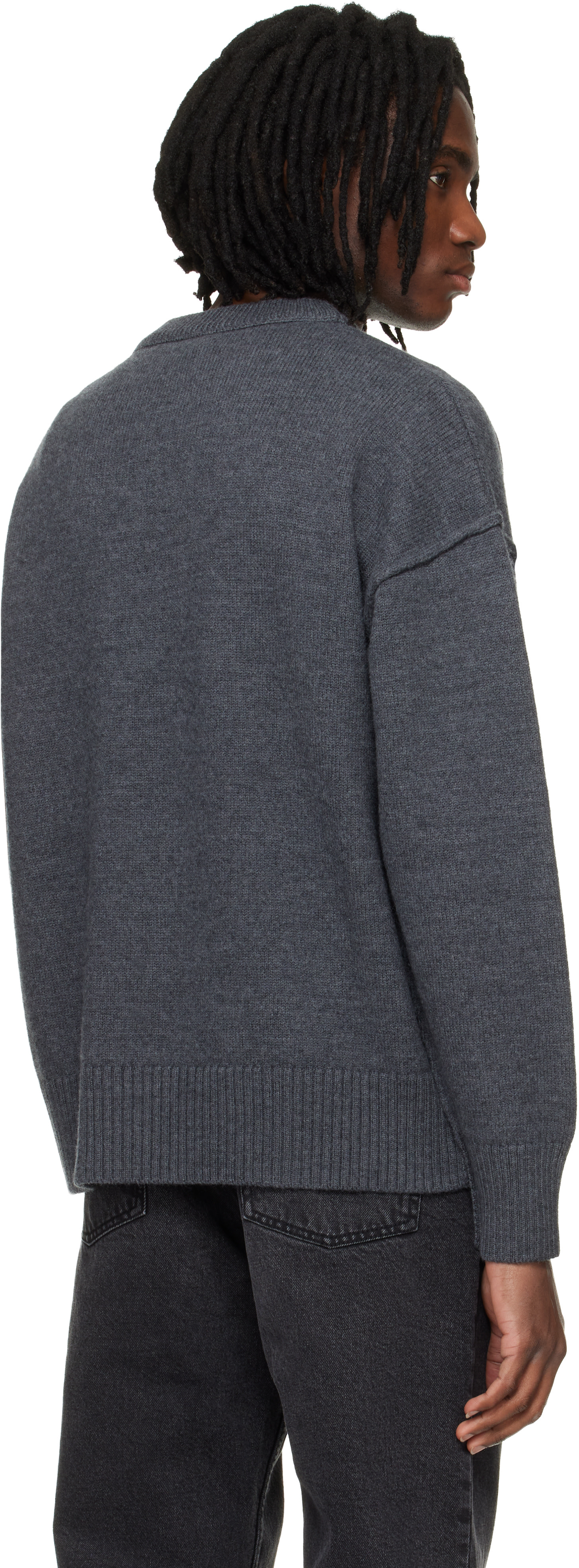 AMI Paris: グレー Contrasted Ami de Coeur ウール クルーネック
