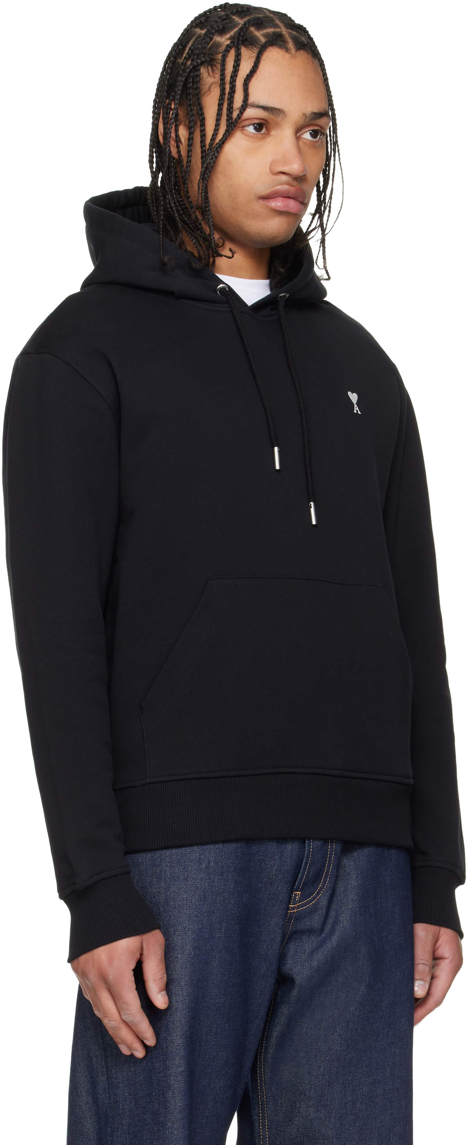 AMI Paris: ブラック Contrasted Ami de Coeur コットン フーディ