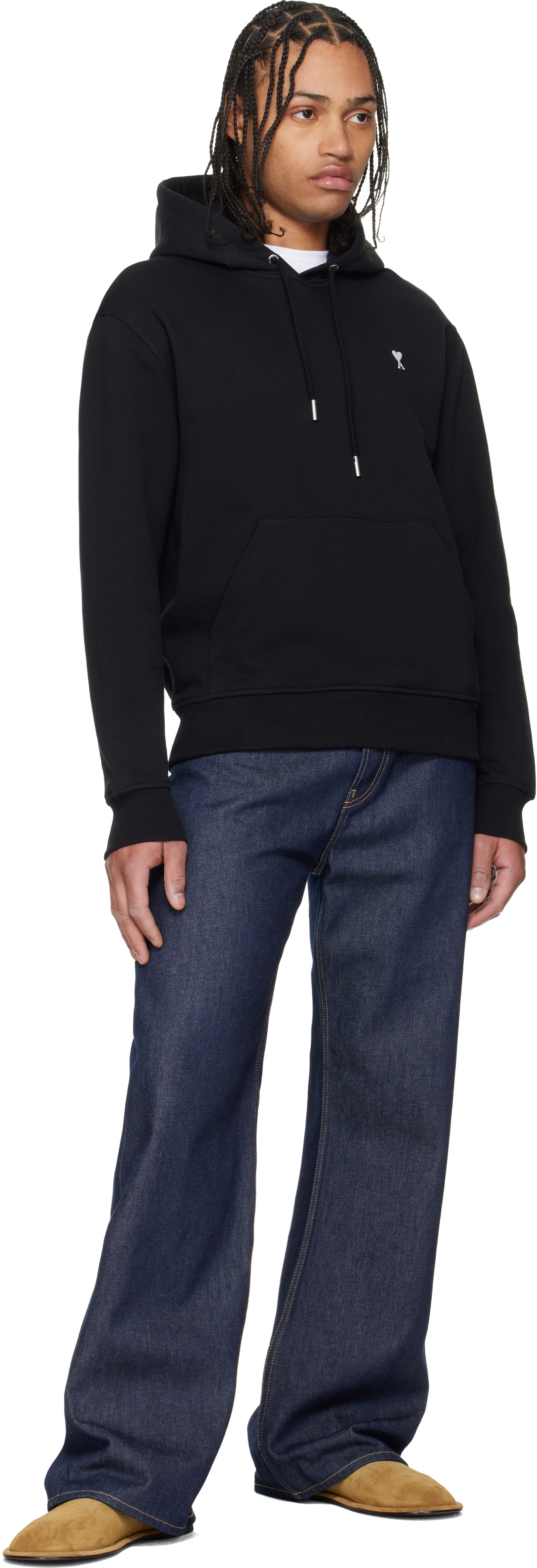 AMI Paris: ブラック Contrasted Ami de Coeur コットン フーディ 