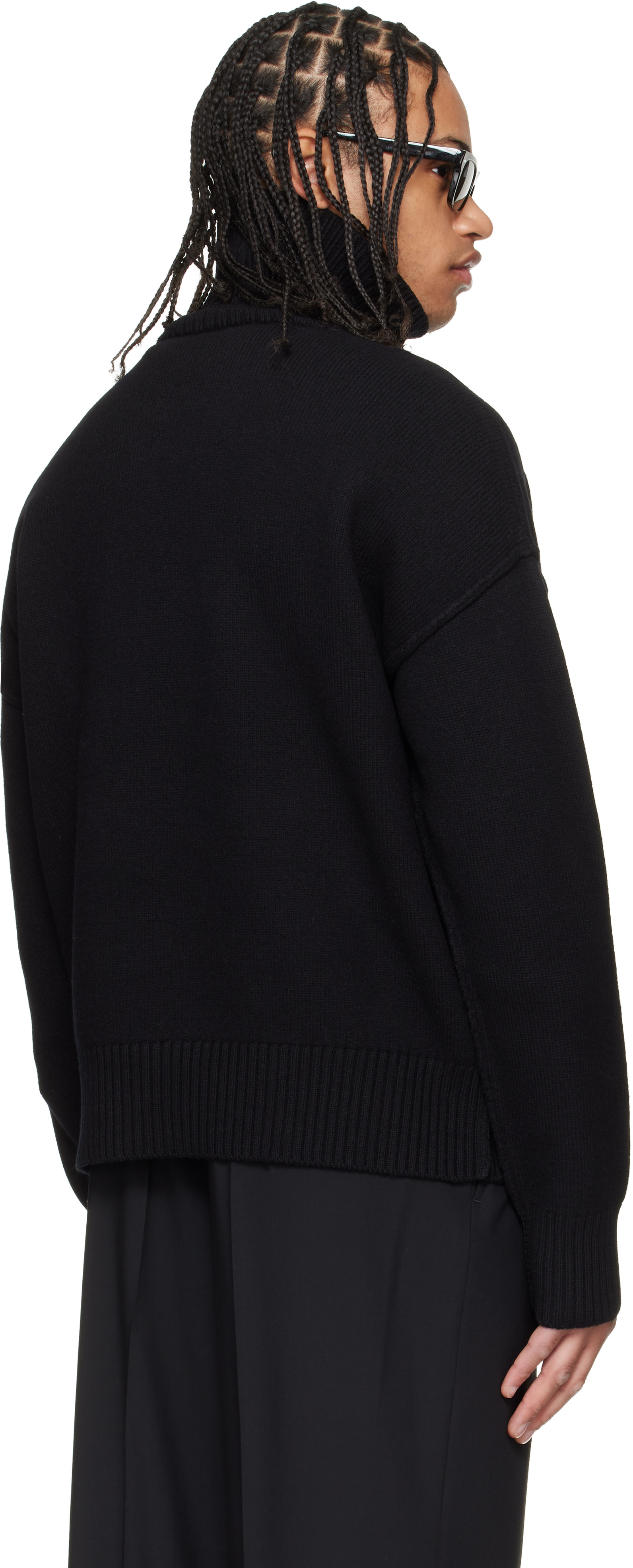 AMI Paris: ブラック Contrasted Ami de Coeur ファネルネック 