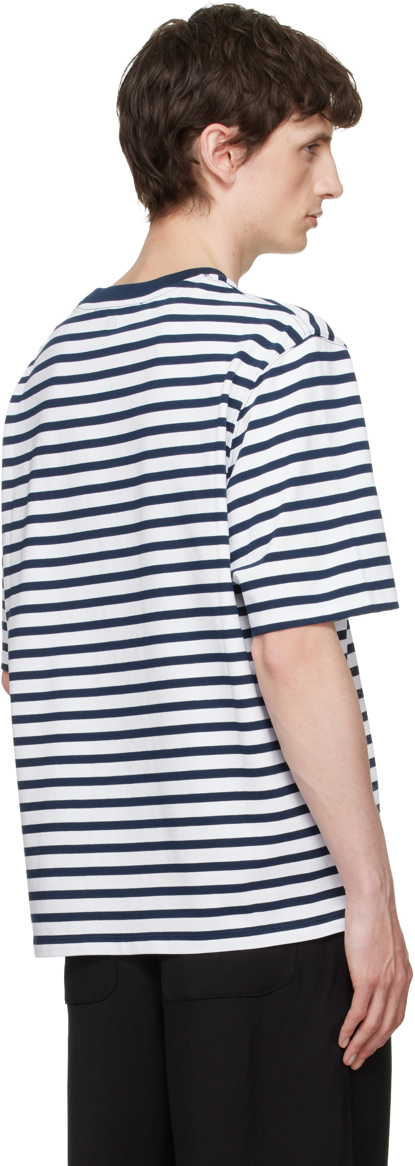 AMI Paris: ホワイト＆ネイビー Boxy Mariniere 'Ami de Coeur' T