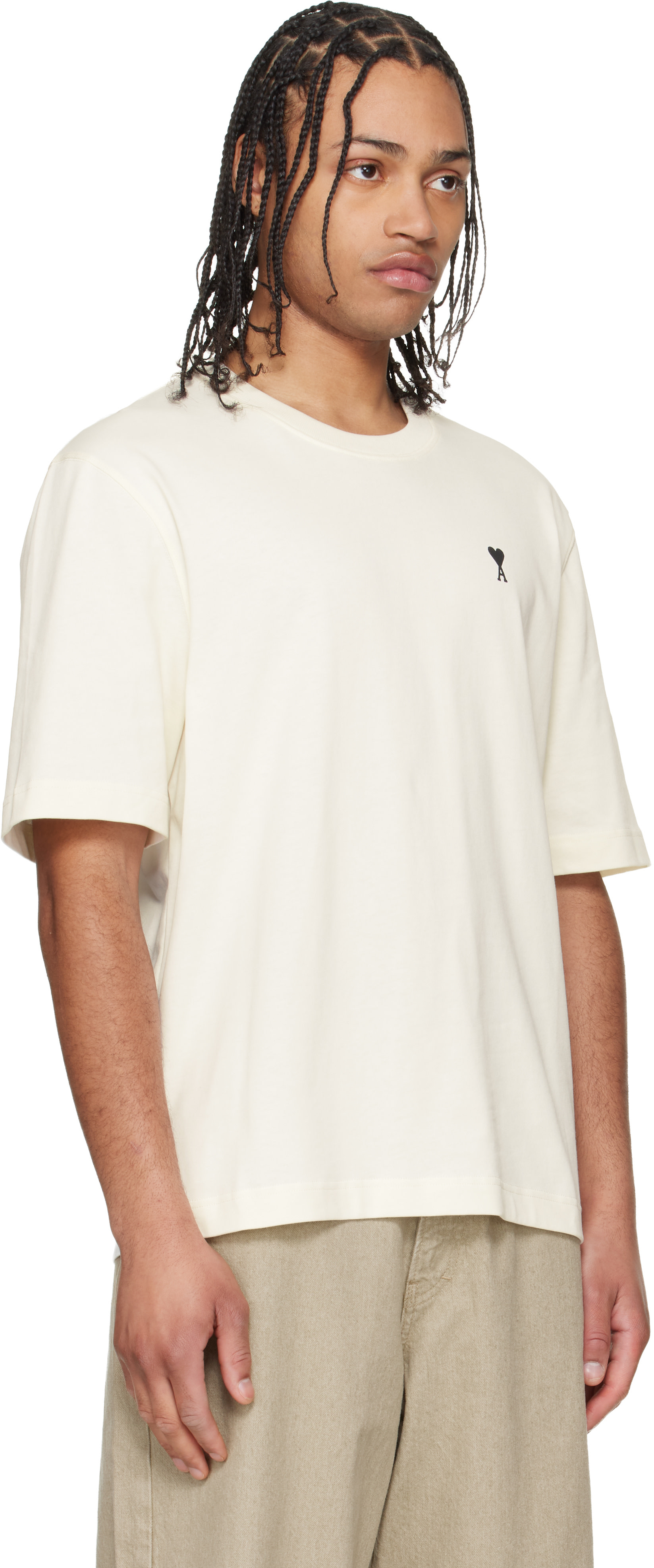 AMI Paris: White Cotton Place des Victoires Print T-shirt | SSENSE