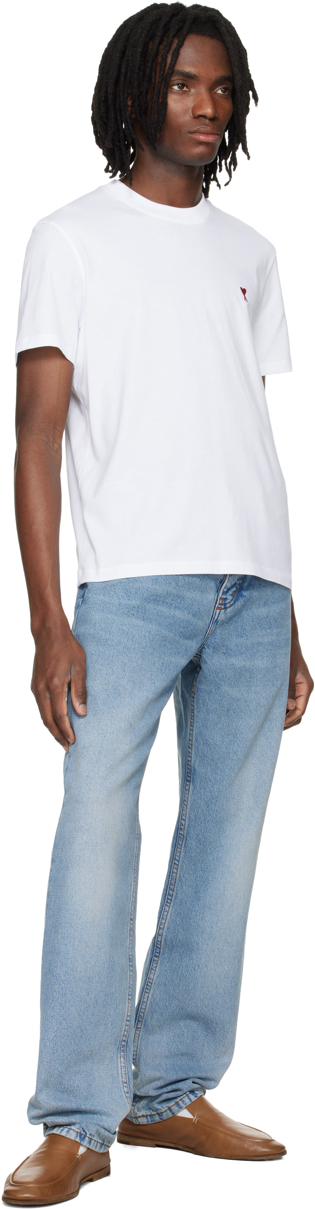 AMI Paris: ホワイト Ami de Coeur コットン Tシャツ | SSENSE 日本