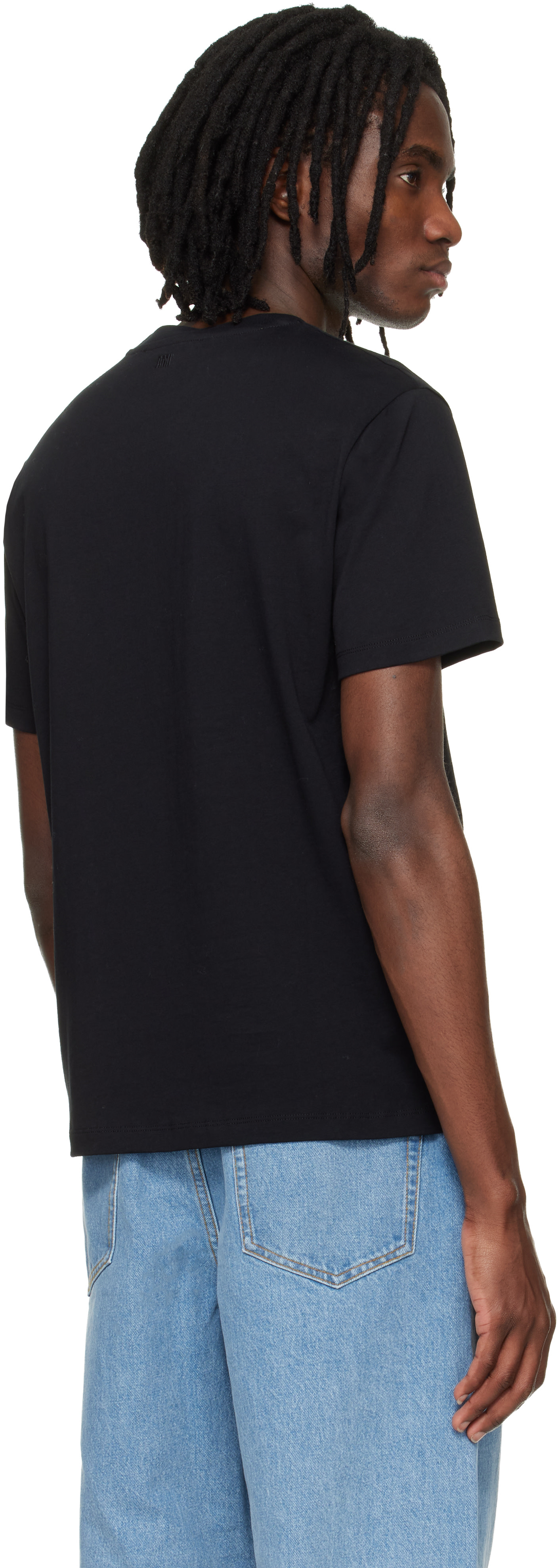 AMI Paris: ブラック Ami de Coeur コットン Tシャツ | SSENSE 日本