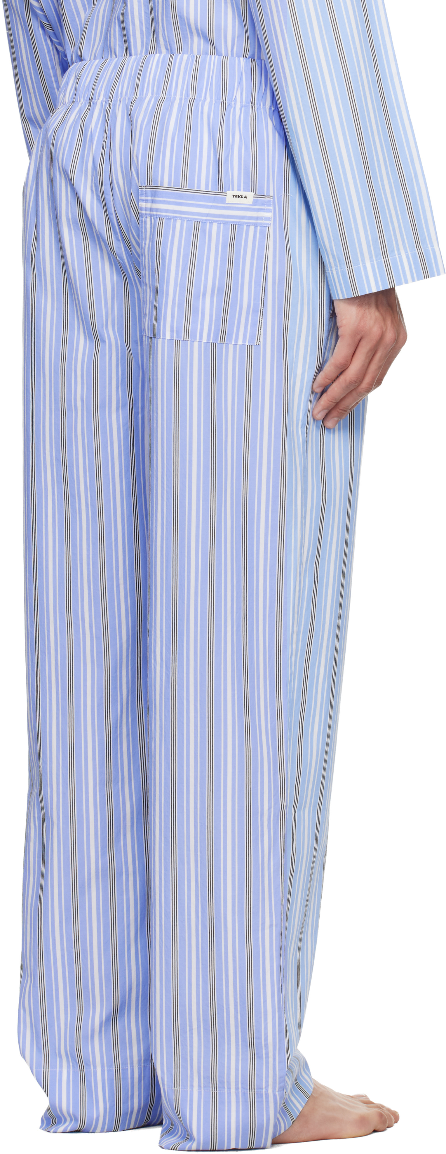 Tekla - Blue & White Poplin Pyjama Pants