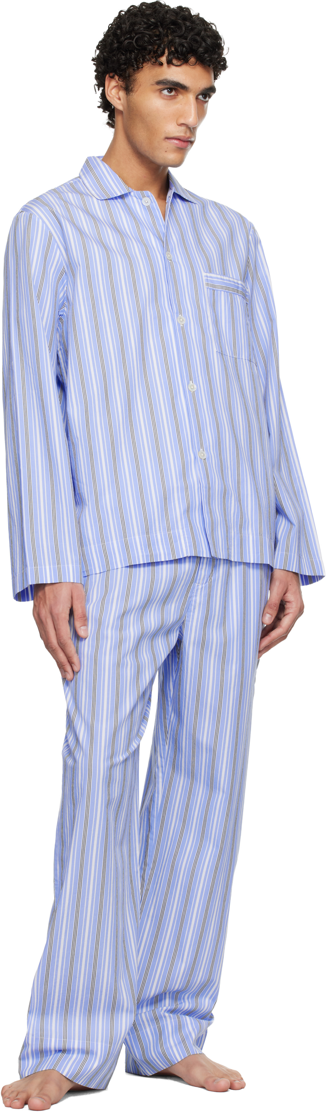 Tekla - Blue & White Poplin Pyjama Pants
