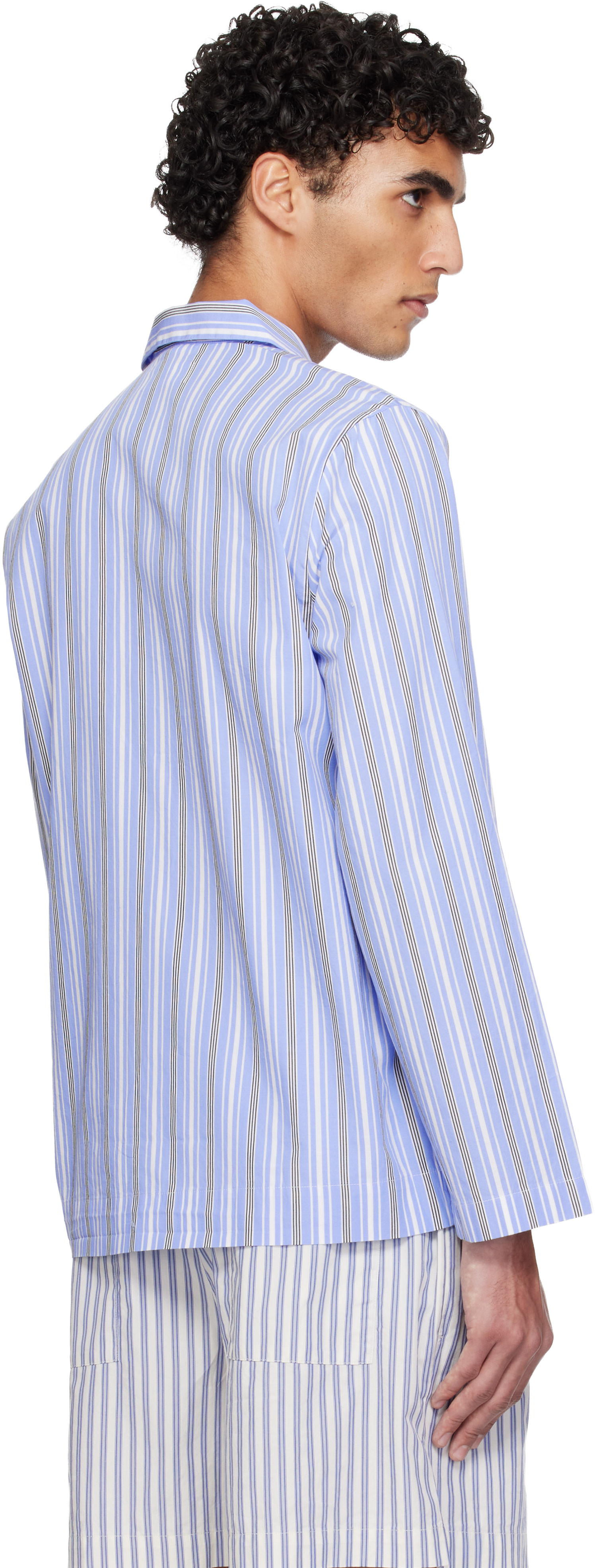 Tekla - Blue Poplin Long-Sleeved Pyjama Shirt