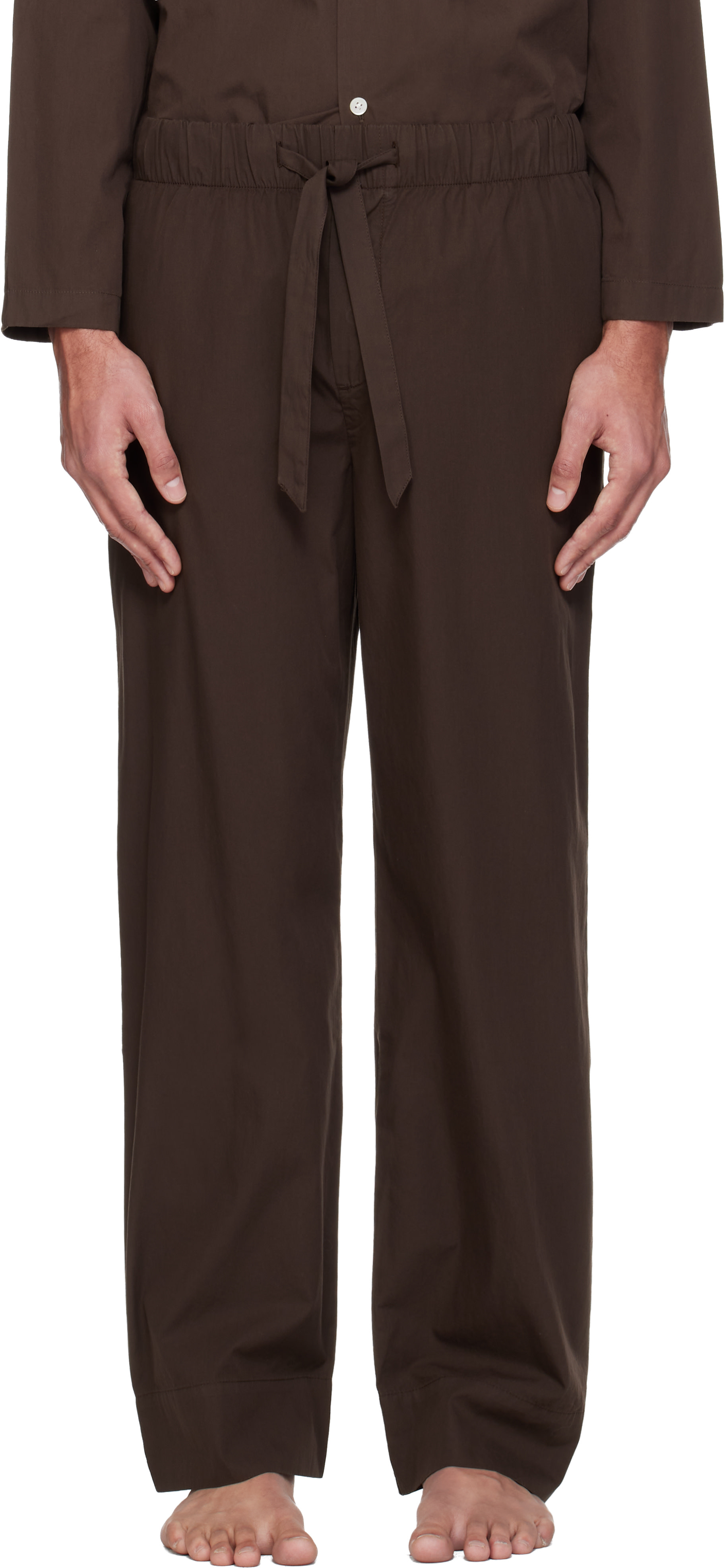 Tekla - Brown Poplin Pyjama Pants