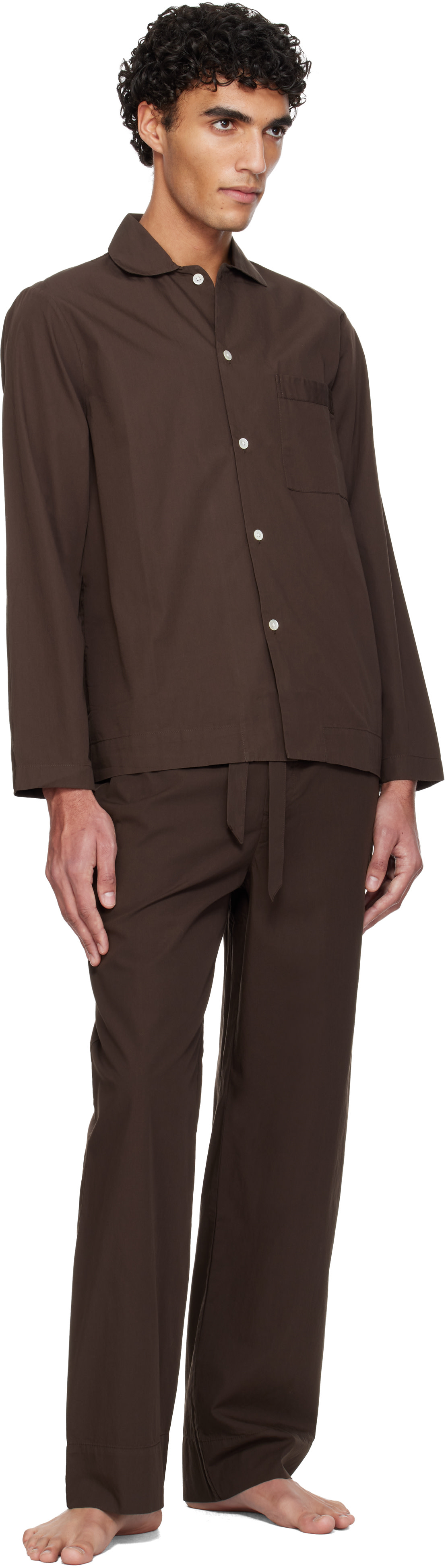 Tekla - Brown Poplin Pyjama Pants
