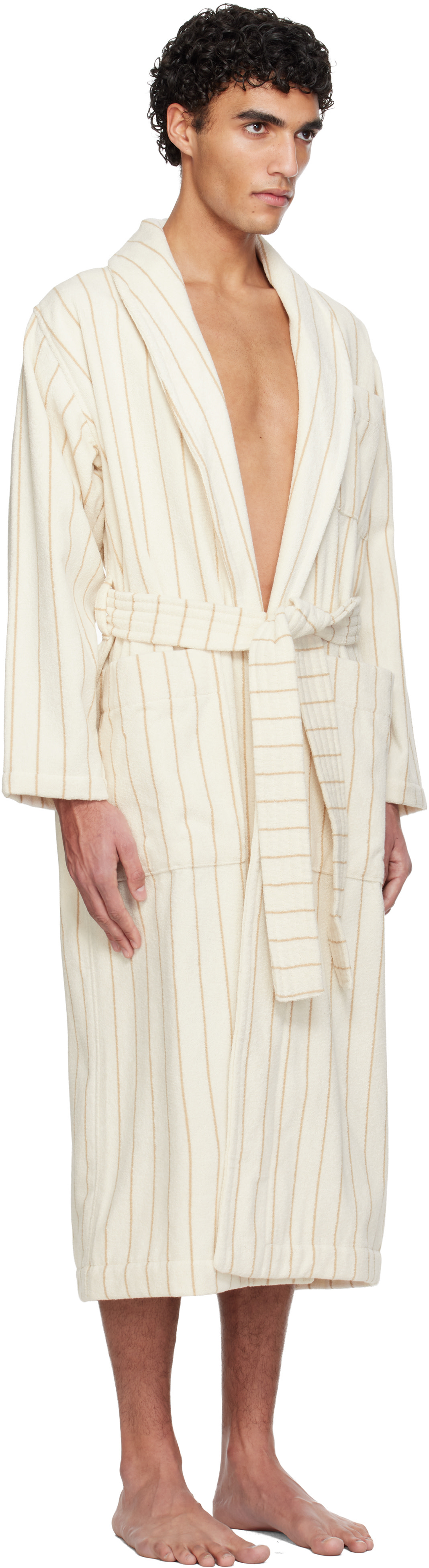 Tekla - 오프 화이트 & 베이지 테리 클래식 바스 가운