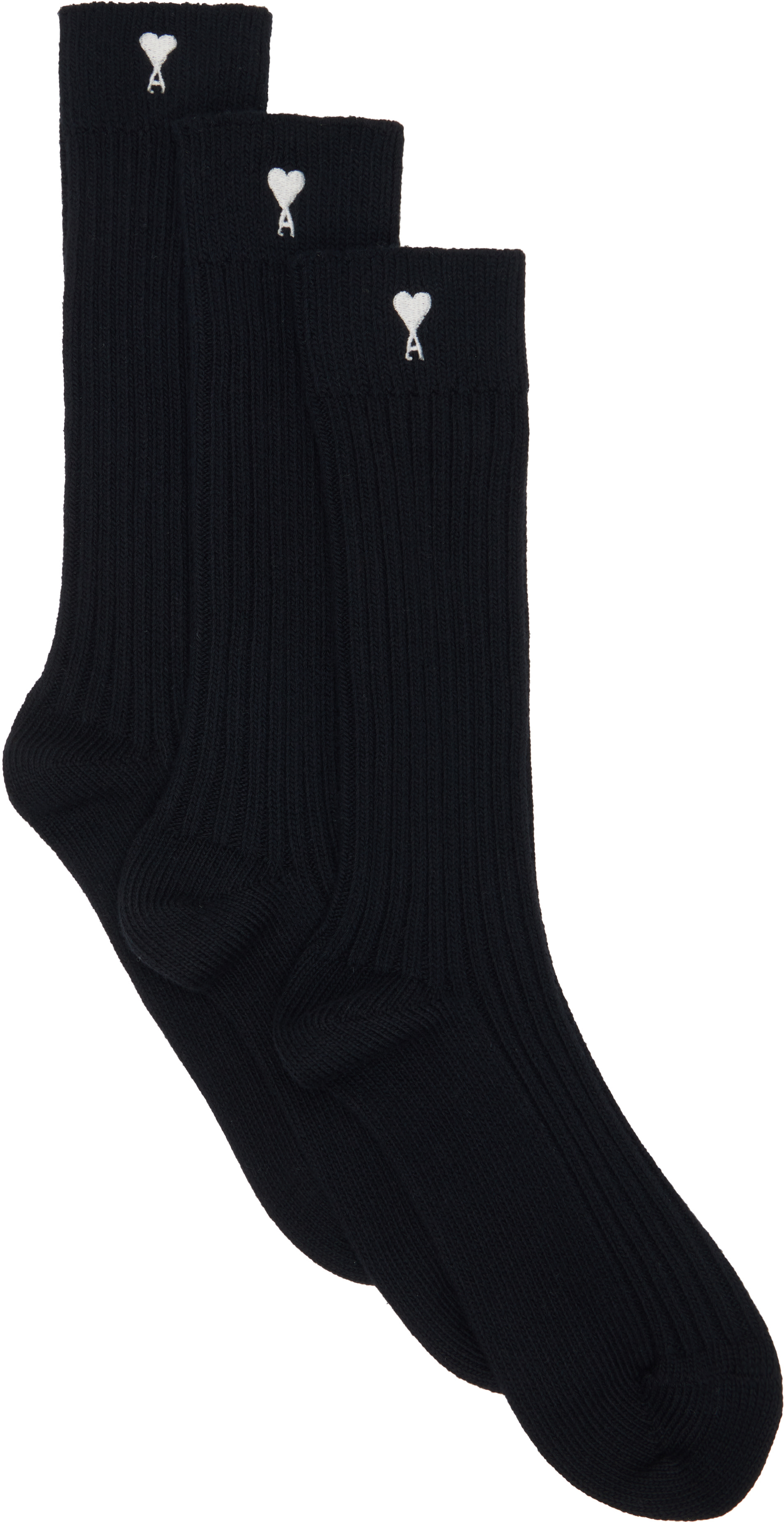 AMI Paris - Three-Pack Black Ami De Coeur Socks