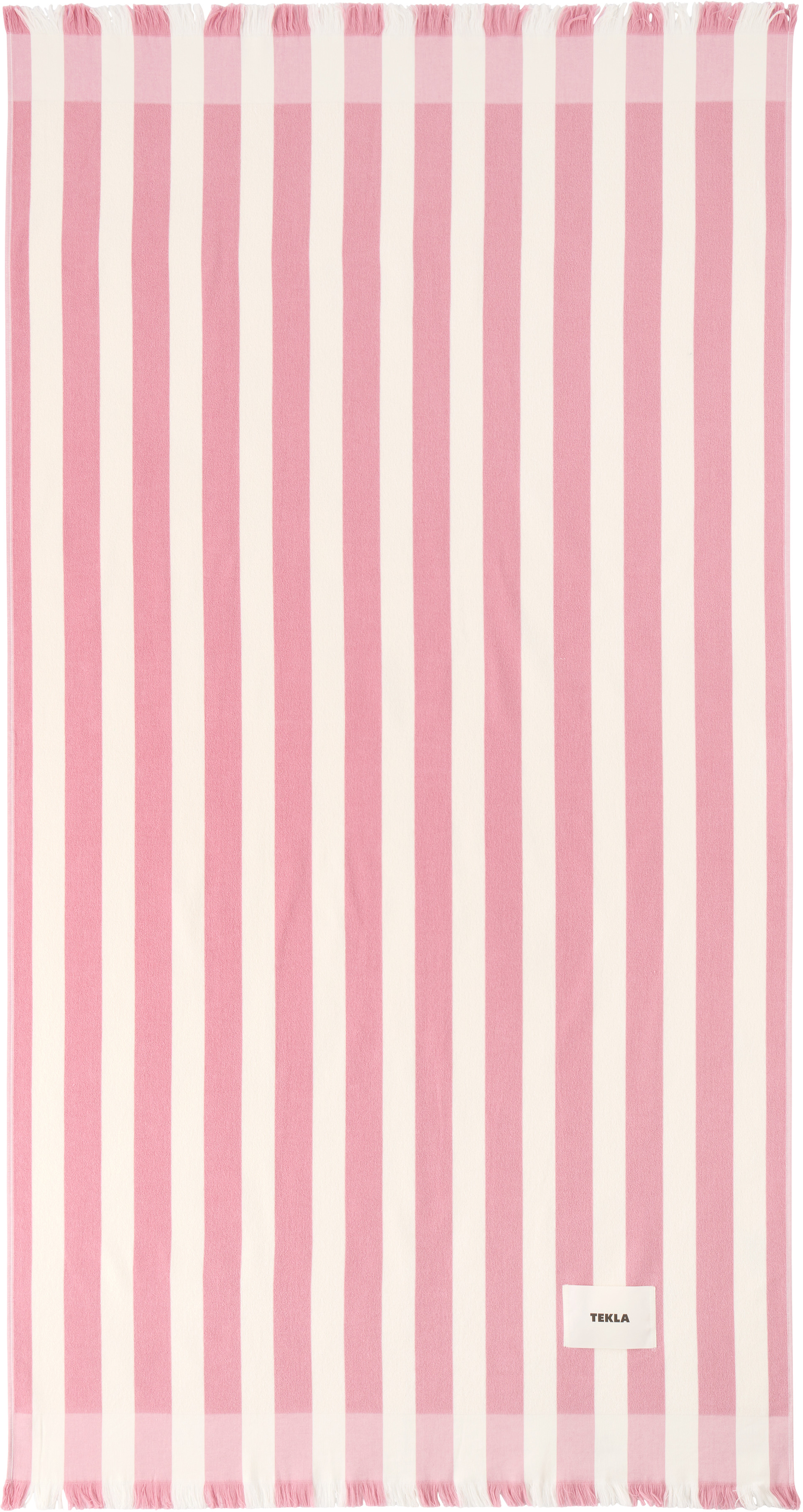 Tekla - Serviette de plage rose et blanc à rayures
