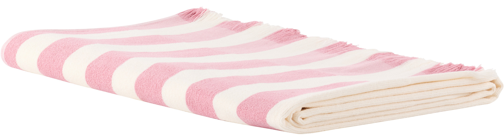 Tekla - Serviette de plage rose et blanc à rayures