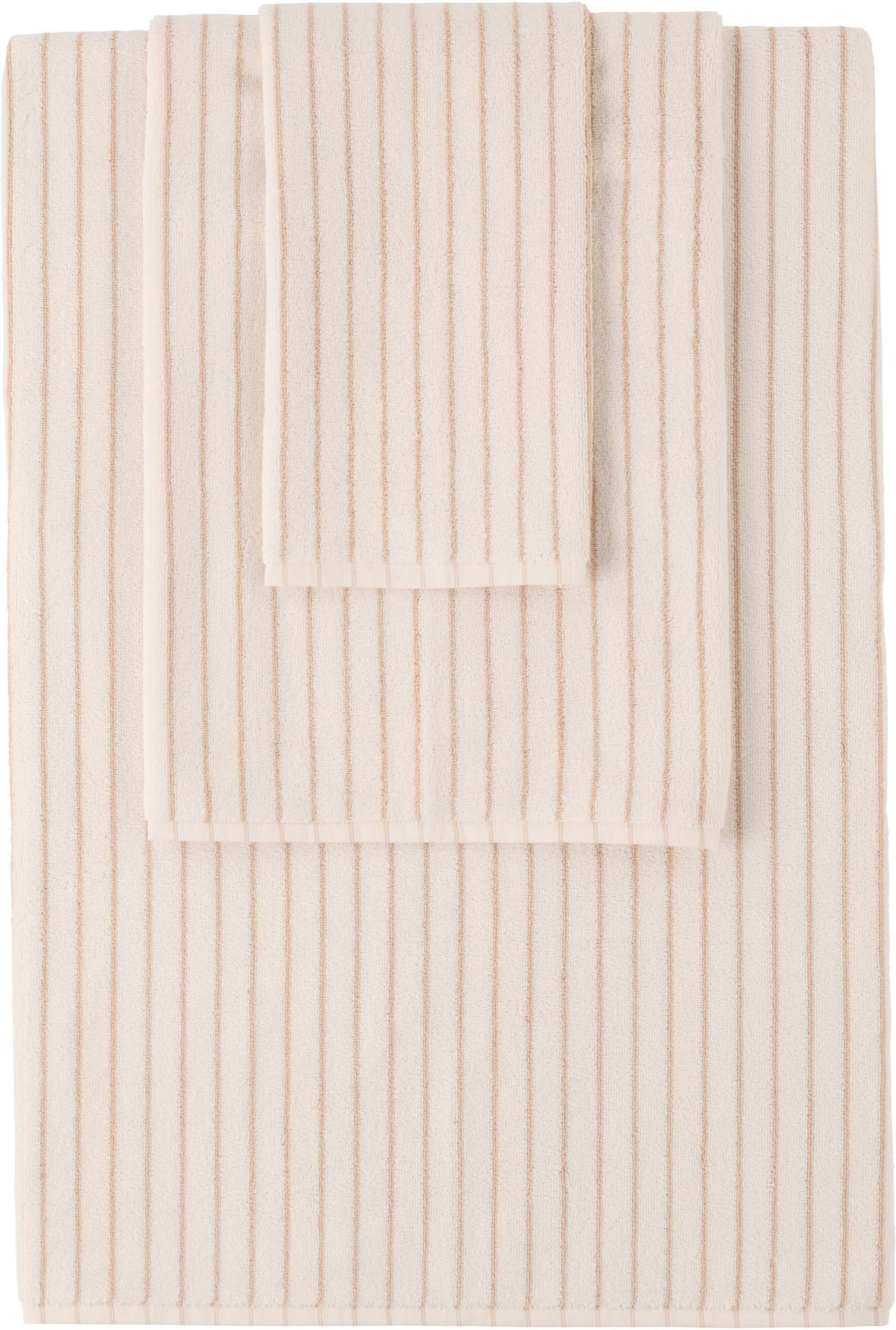 Tekla - Off-White & Tan Striped Towel Set, 3 pcs